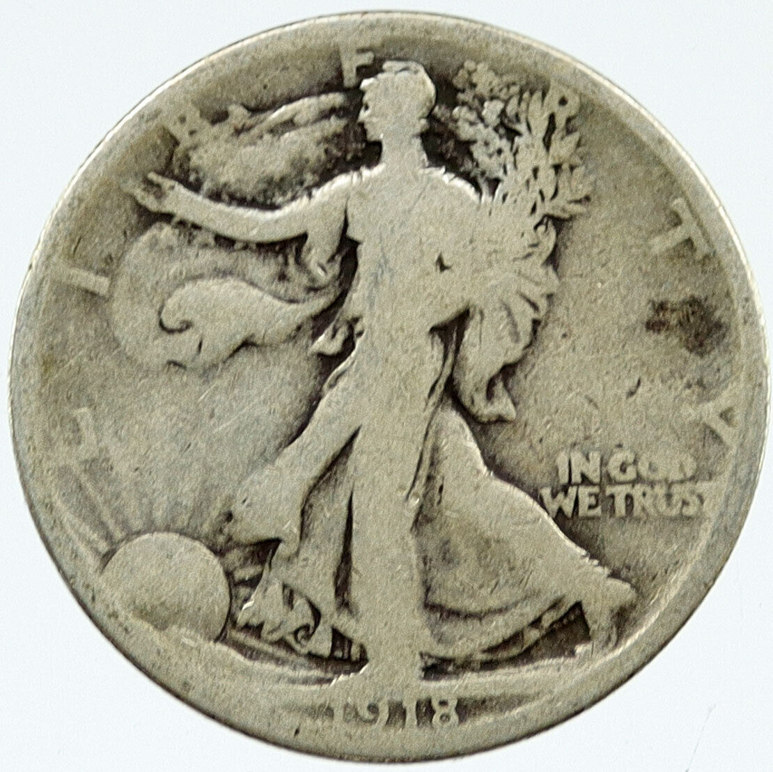 1918 P UNITED STATES US WALKING LIBERTY Silver Half Dollar Coin EAGLE i117058