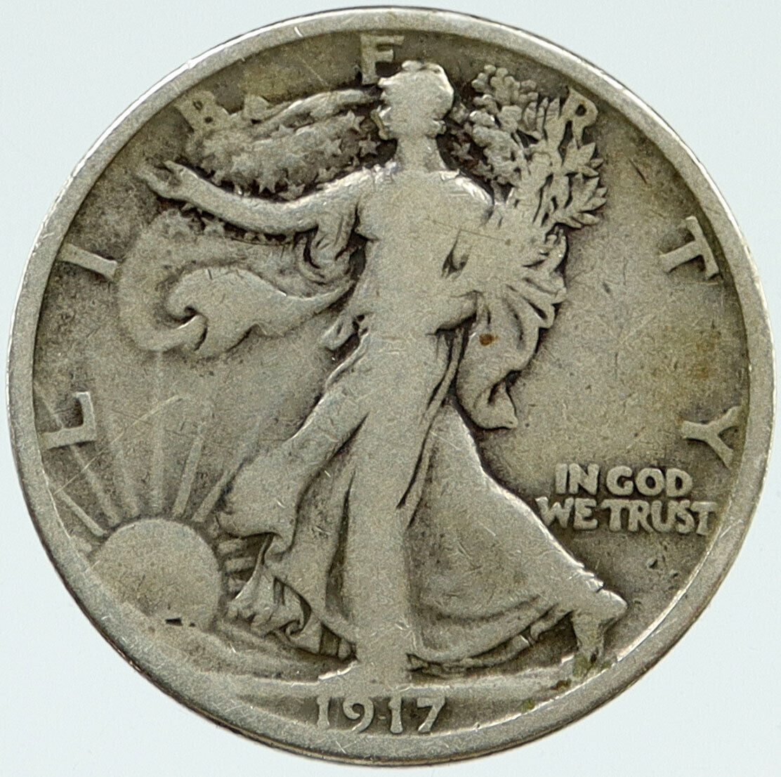 1917 P UNITED STATES US WALKING LIBERTY Silver Half Dollar Coin EAGLE i117031