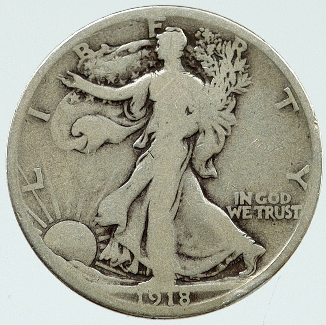1918 S UNITED STATES US WALKING LIBERTY Silver Half Dollar Coin EAGLE i117045