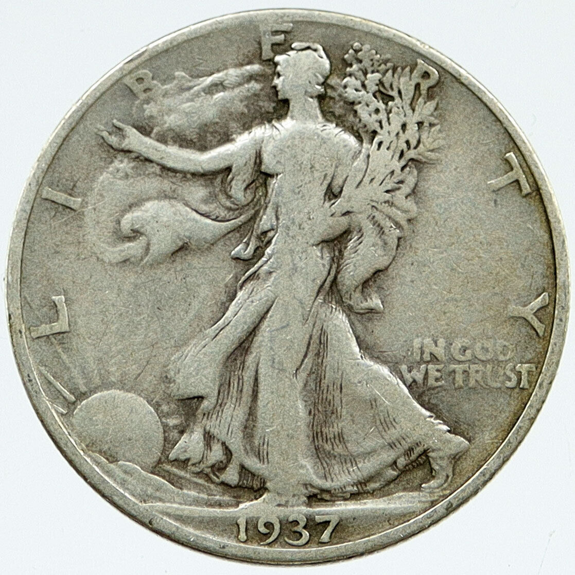1937 S UNITED STATES US WALKING LIBERTY Silver Half Dollar Coin EAGLE i117054