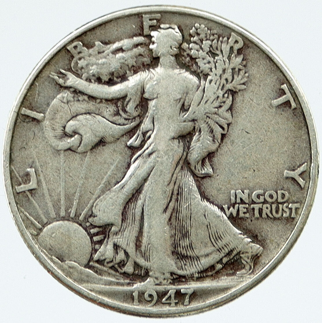 1947 P UNITED STATES US Silver WALKING LIBERTY Half Dollar Coin w EAGLE i117068