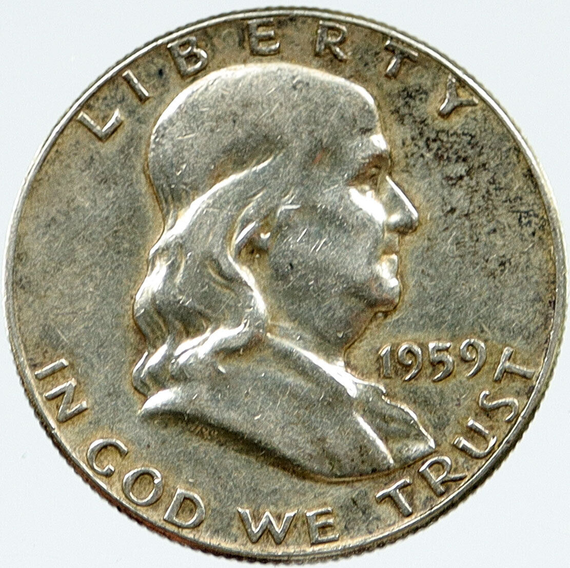 1959 P US Benjamin Franklin VINTAGE Silver Half Dollar Coin LIBERTY BELL i117078
