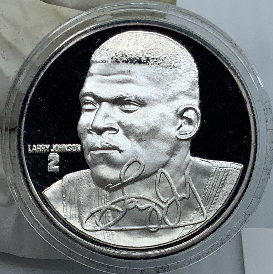 1995 US USA Hornets NBA Larry Johnson BASKETBALL Old Proof Silver Medal i116504