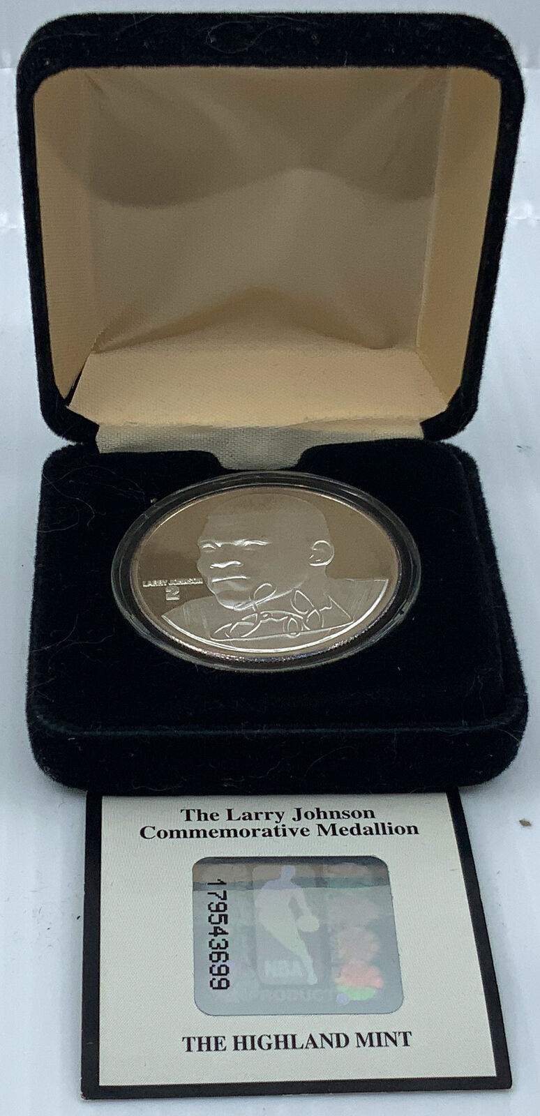 1995 US USA Hornets NBA Larry Johnson BASKETBALL Old Proof Silver Medal i116504