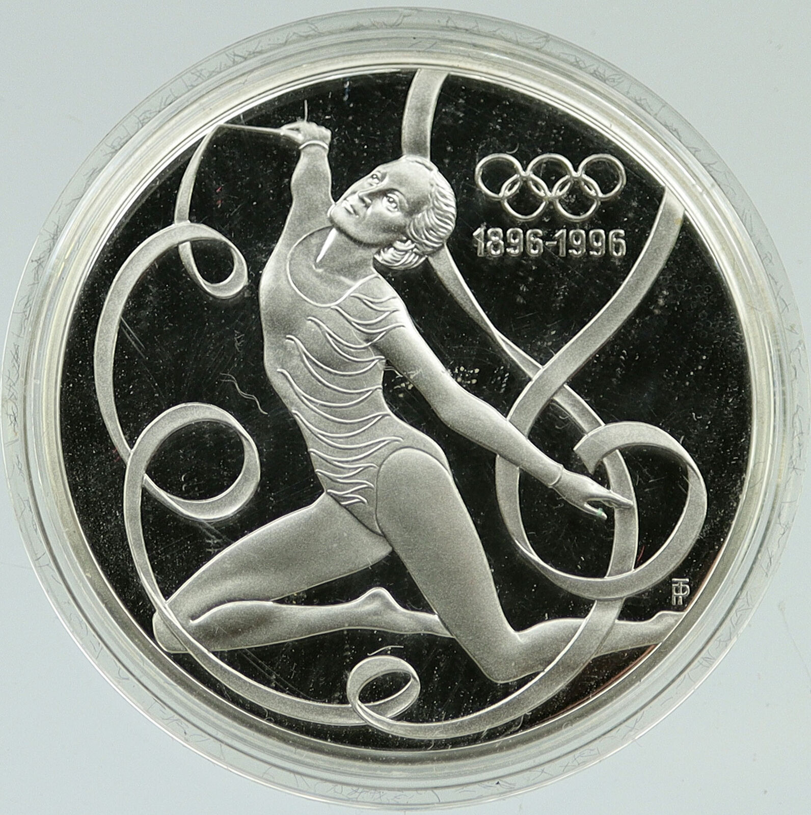 1995 AUSTRIA 100 Yr OLYMPICS GYM RIBBON DANCER Proof Silver 200 Sch Coin i116505