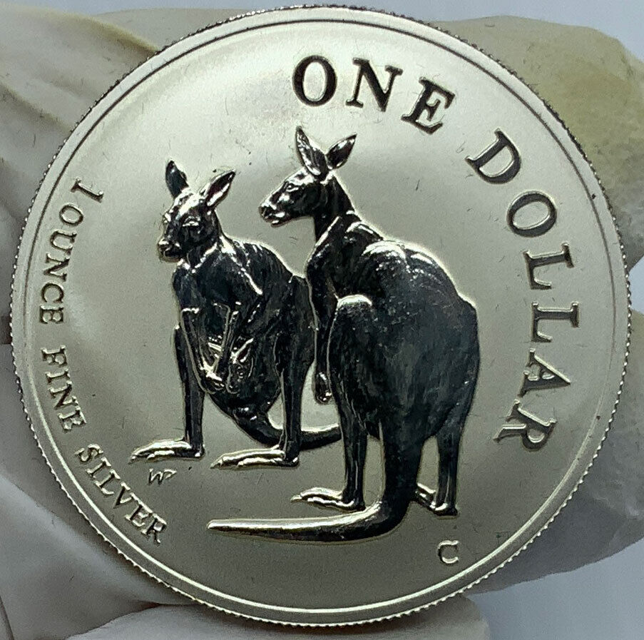 1999 AUSTRALIA 2 Kangaroos Australian OLD 1oz Proof Silver Dollar Coin i116509