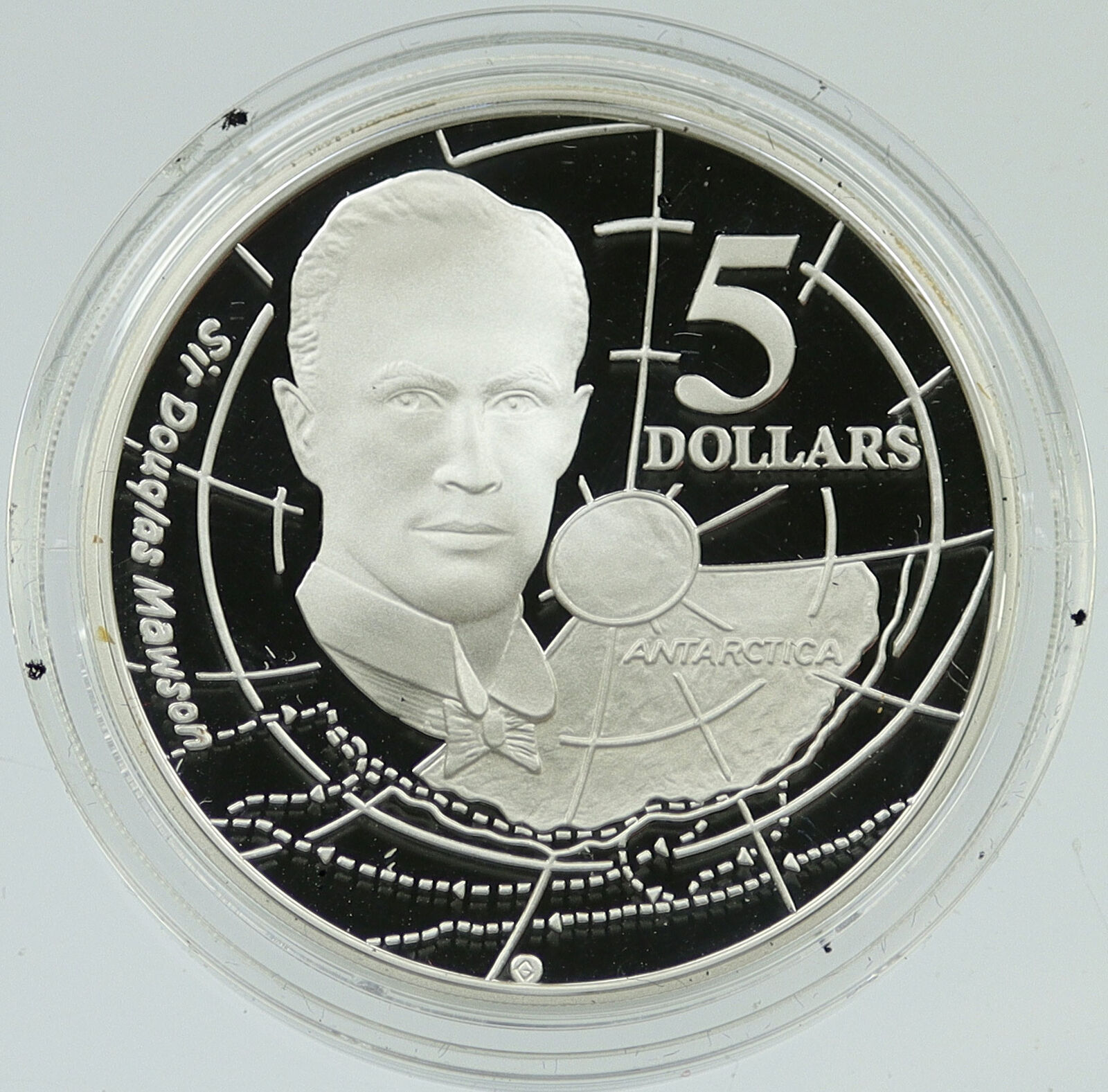1994 AUSTRALIA UK Elizabeth II Sir Douglas Mawson Proof Silver $5 Coin i116587