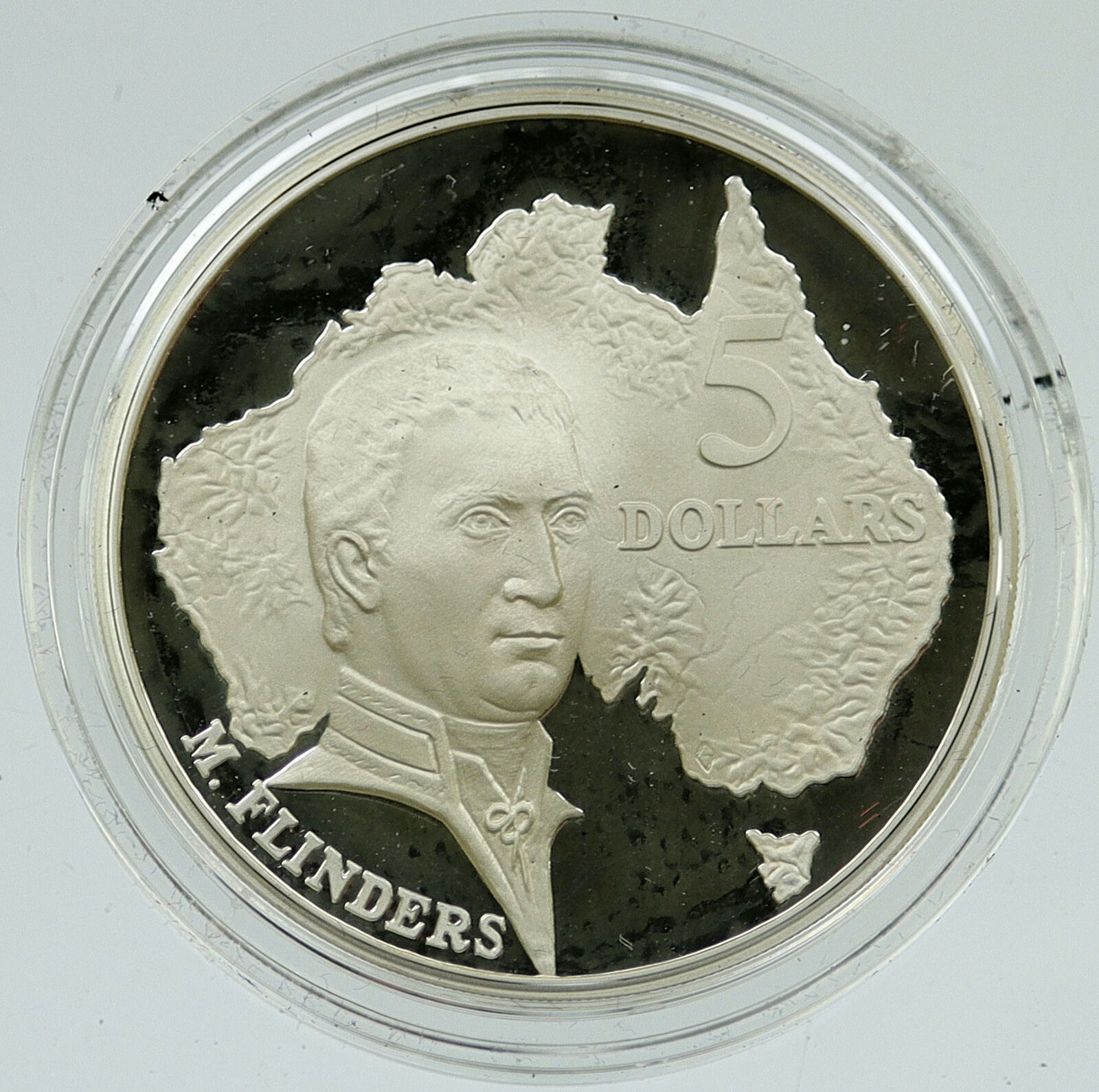 1993 AUSTRALIA UK Elizabeth II Matthew Flinders OLD Proof Silver $5 Coin i116591