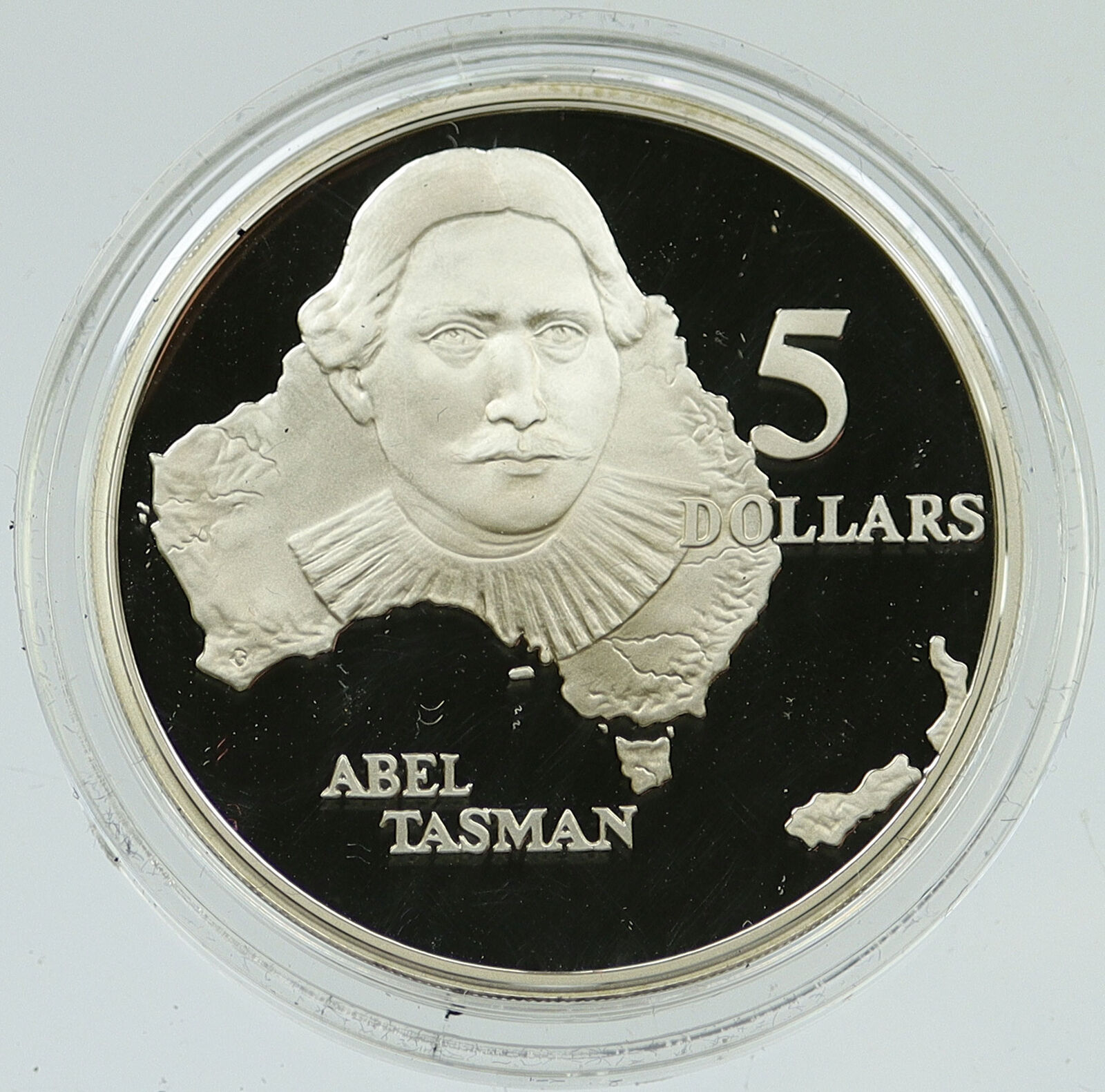 1993 AUSTRALIA UK Elizabeth II Abel Tasman Explorer Proof Silver $5 Coin i116595