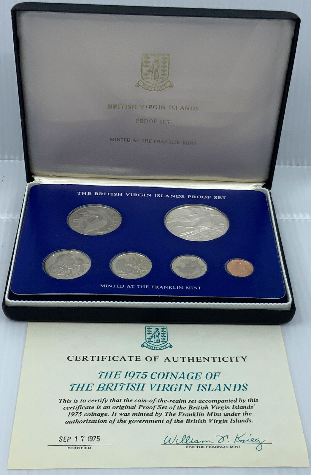 1975 VIRGIN ISLANDS UK Queen Elizabeth II Genuine 6 Coin Set 1 is Silver i116943