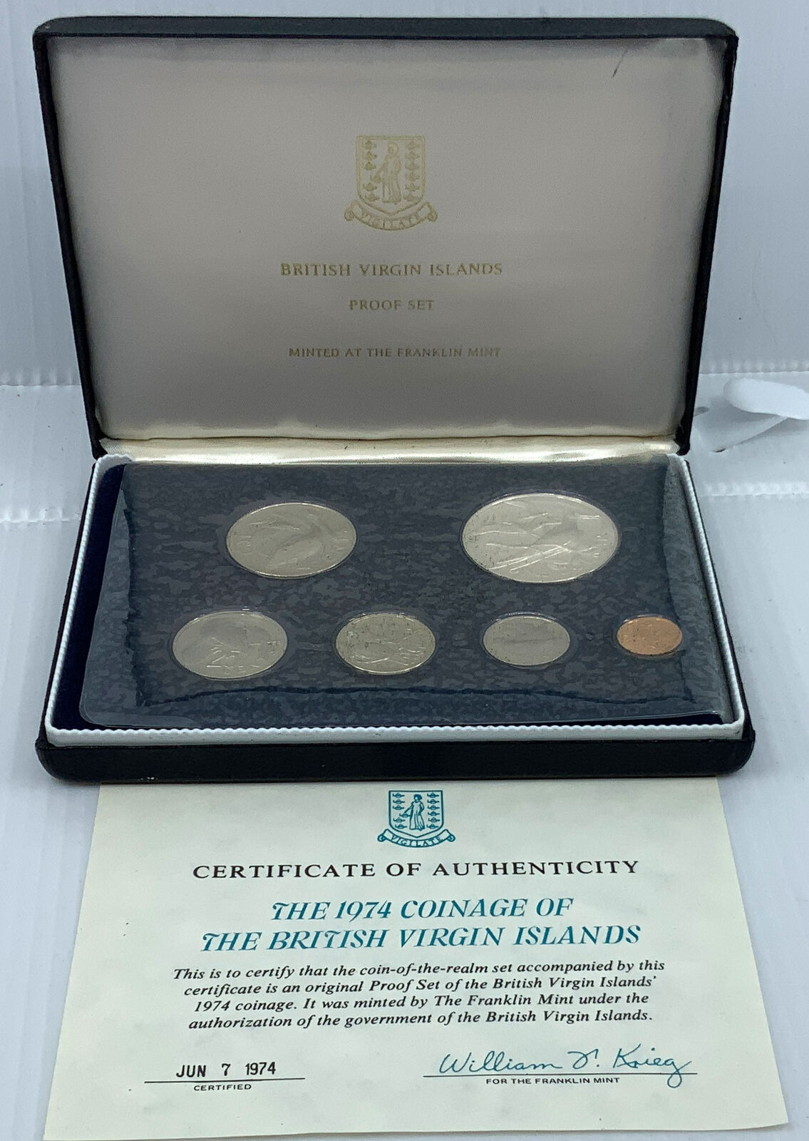 1974 VIRGIN ISLANDS UK Queen Elizabeth II Genuine 6 Coin Set 1 is Silver i116665