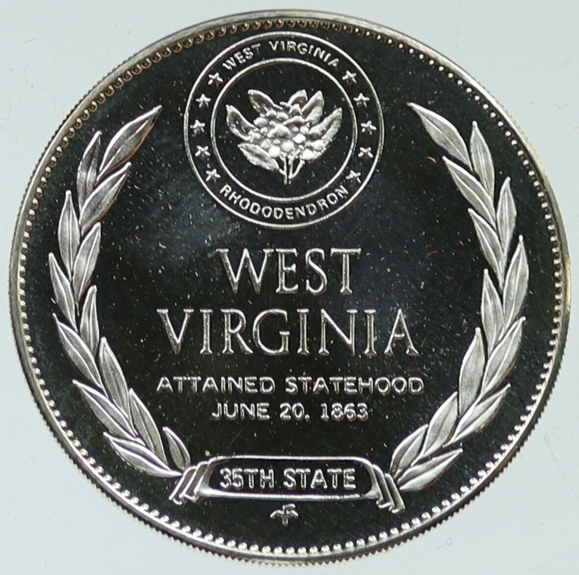 1969 US USA - STATES OF THE UNION West Virginia FM Proof Silver Medal i116944