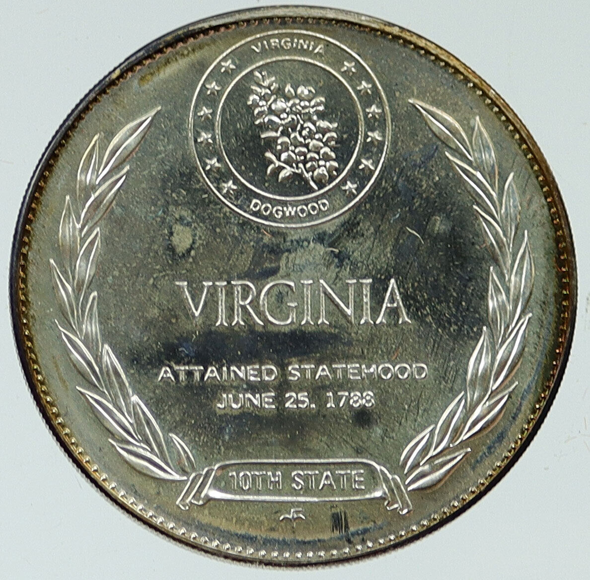 1969 US USA - STATES OF THE UNION Virginia FM Vintage Proof Silver Medal i116948