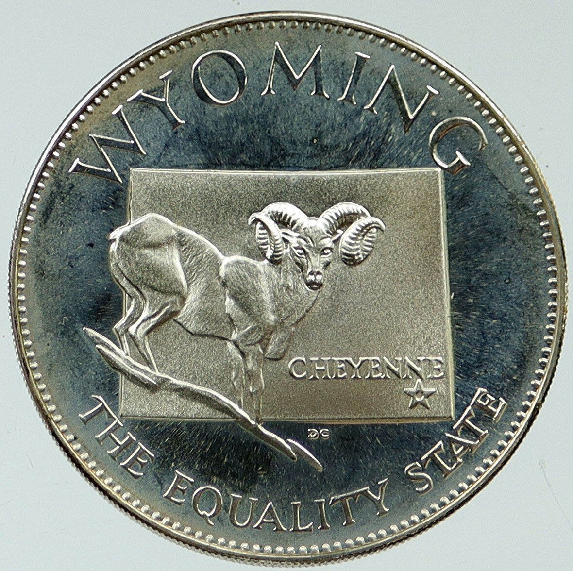 1969 US USA - STATES OF THE UNION Wyoming FM Vintage Proof Silver Medal i116914