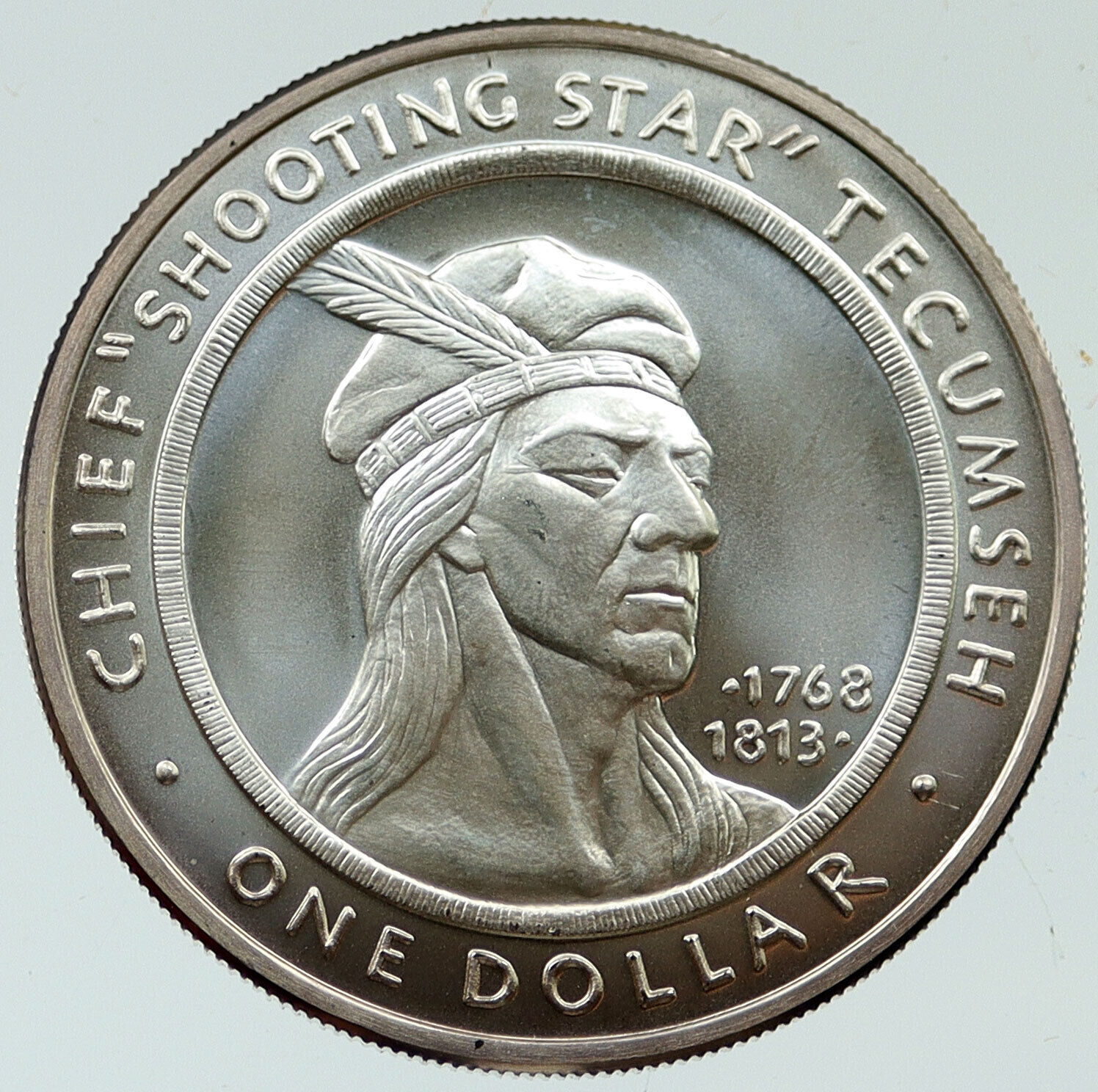2002 US Shawnee Creek Indian Tribe CHIEF TECUMSEH Old BU Silver $1 Coin i116955