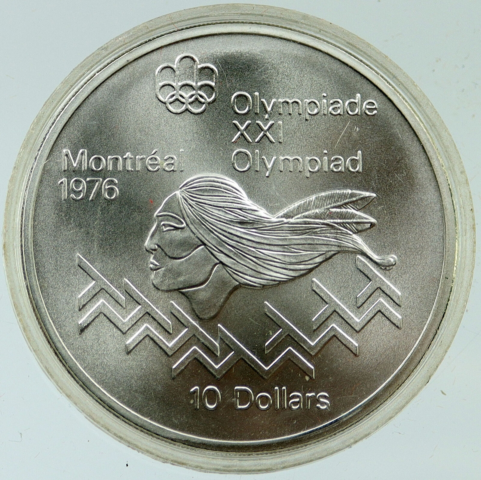 1975 CANADA Elizabeth II Olympics Montreal Men HURDLES BU Silver 10 Coin i116929