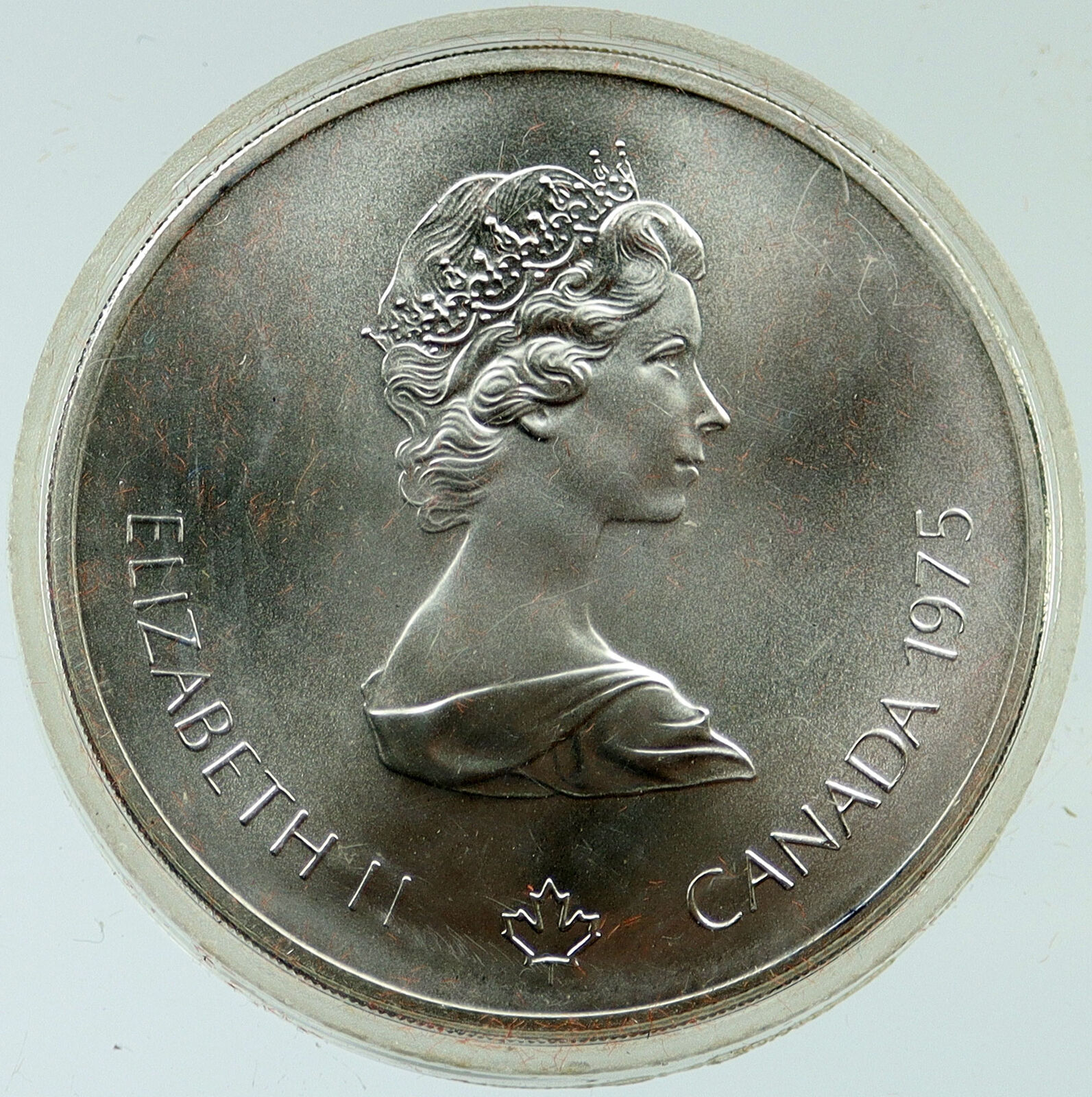 1975 CANADA Elizabeth II Olympics Montreal Men HURDLES BU Silver 10 Coin i116929