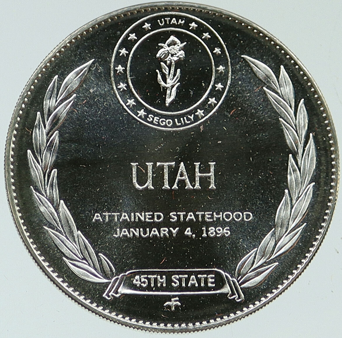 1969 US USA - STATES OF THE UNION Utah FM Old Vintage Proof Silver Medal i116916