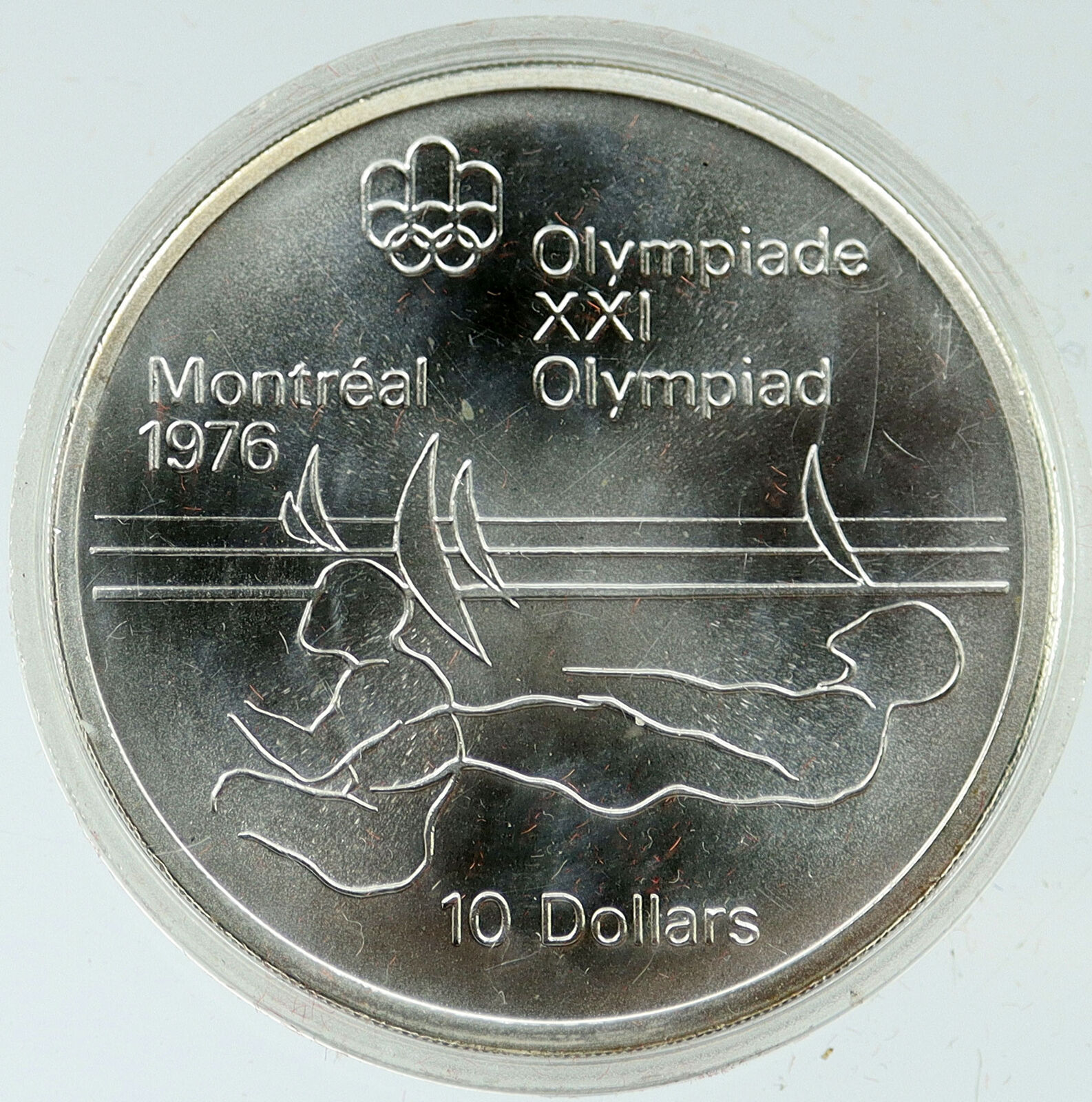 1975 CANADA Queen Elizabeth II Olympics Sailing Crew BU Silver $10 Coin i116934