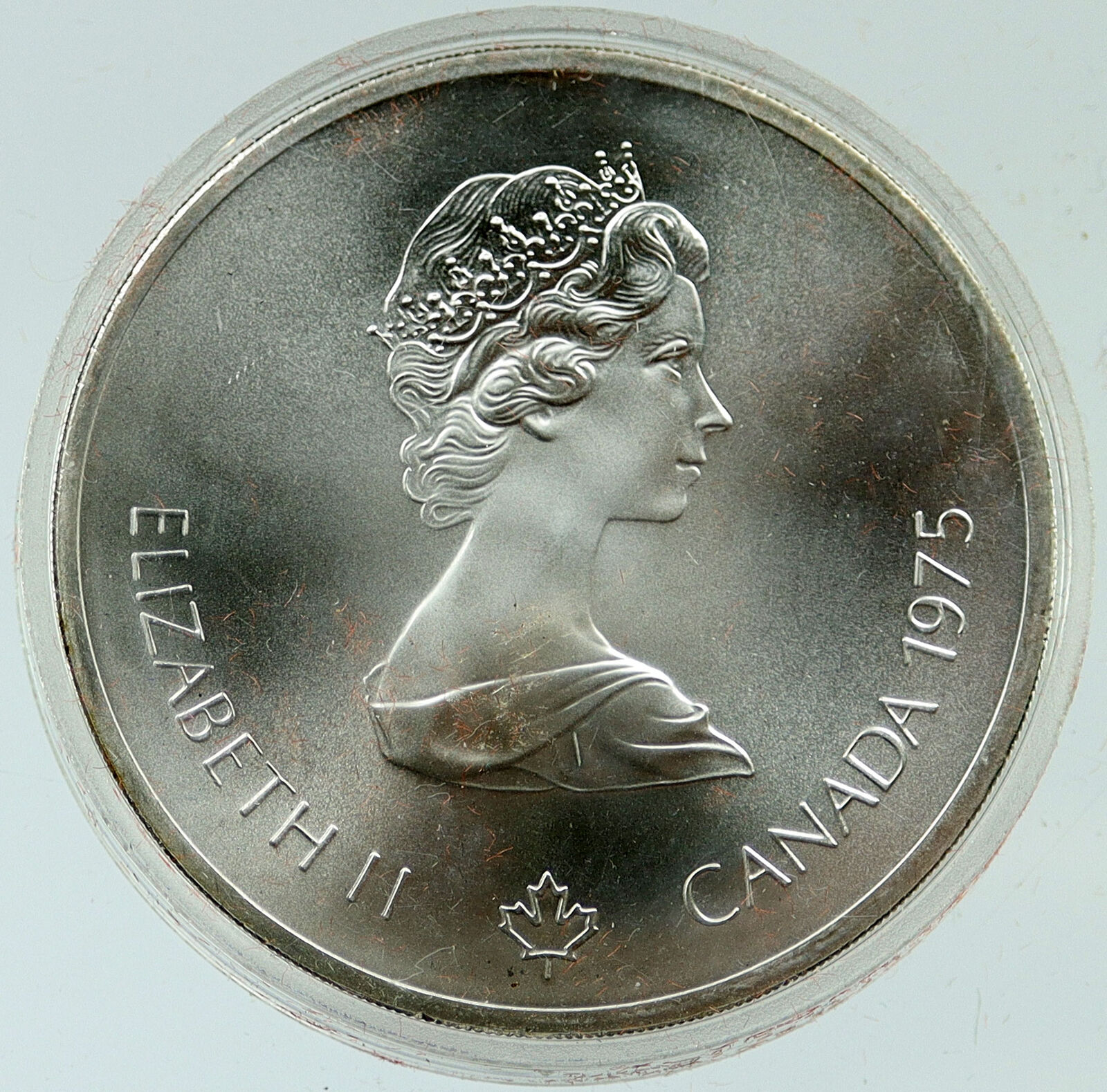 1975 CANADA Queen Elizabeth II Olympics Sailing Crew BU Silver $10 Coin i116934