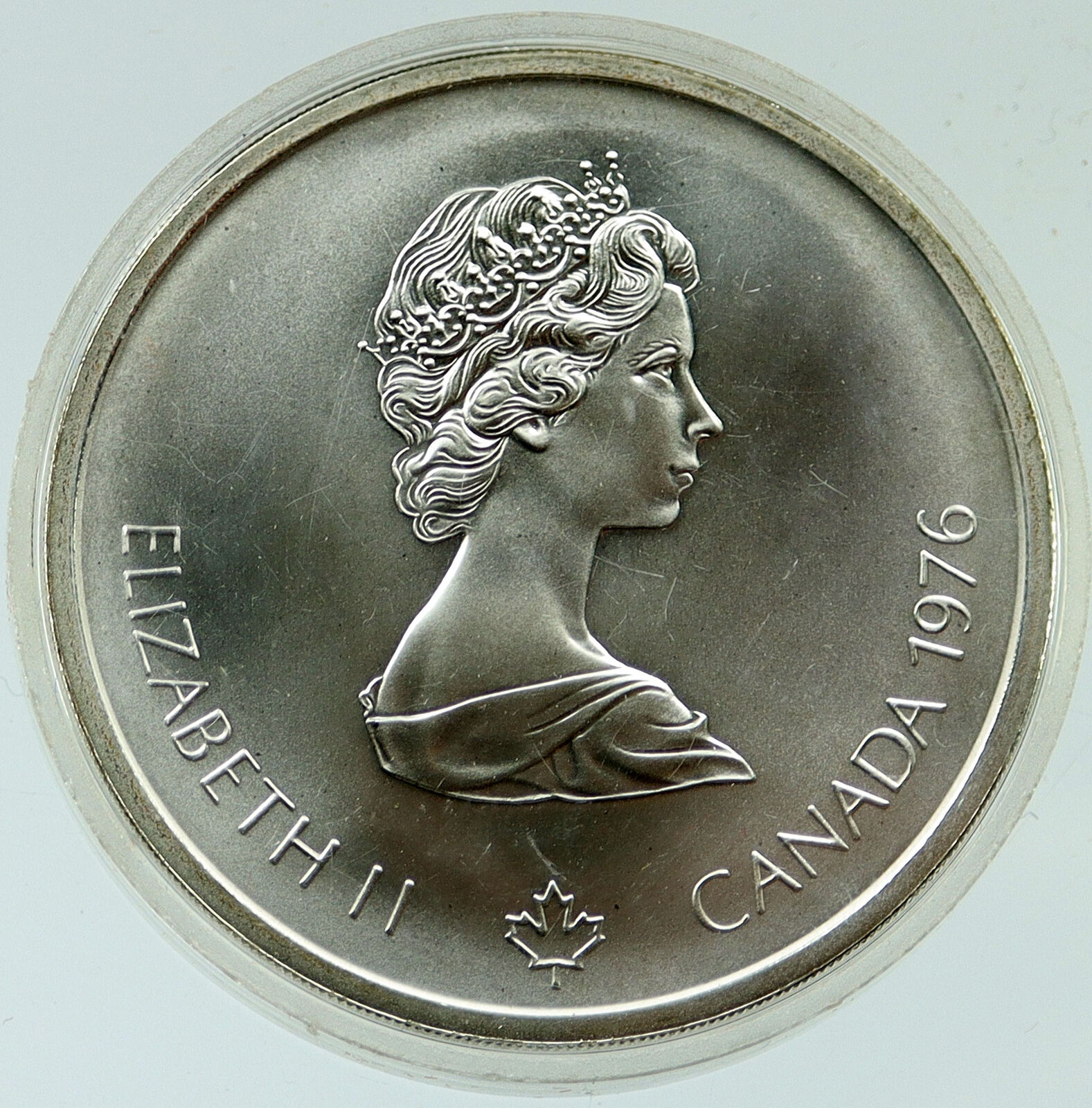 1976 CANADA Elizabeth II Olympic Montreal STADIUM Old BU Silver $10 Coin i116926