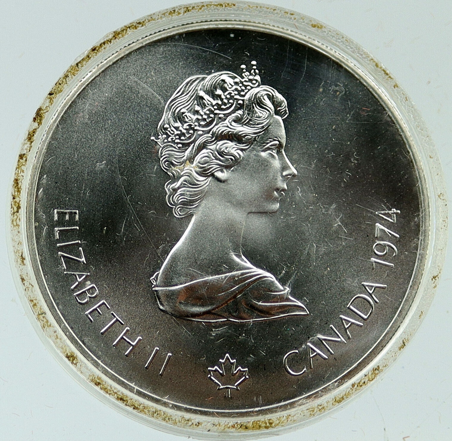 1974 CANADA UK Elizabeth II Olympics Montreal RINGS BU Silver $5 Coin i116937