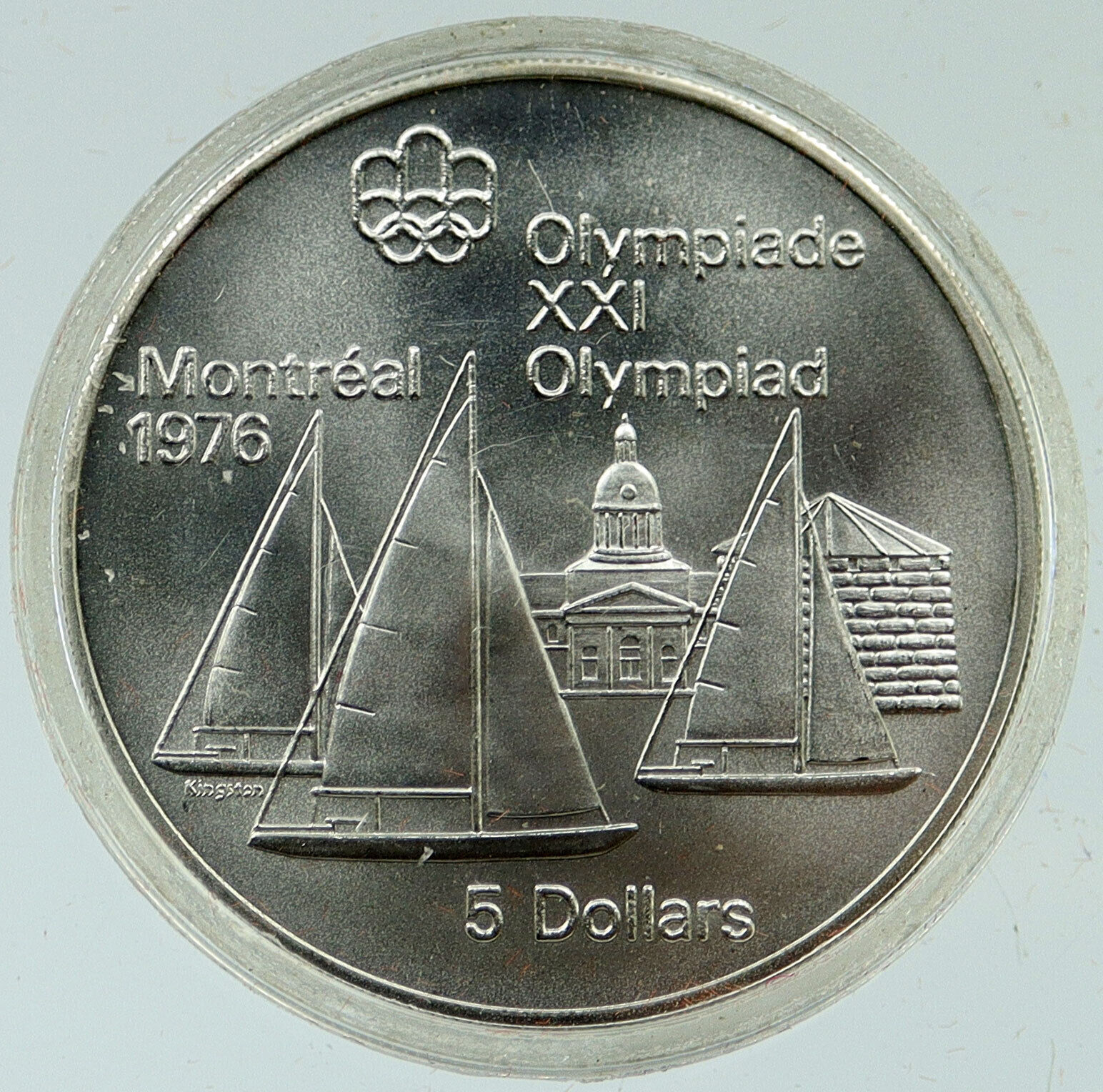 1973 CANADA UK Elizabeth II Olympics Montreal Sailing BU Silver 5 Coin i116933