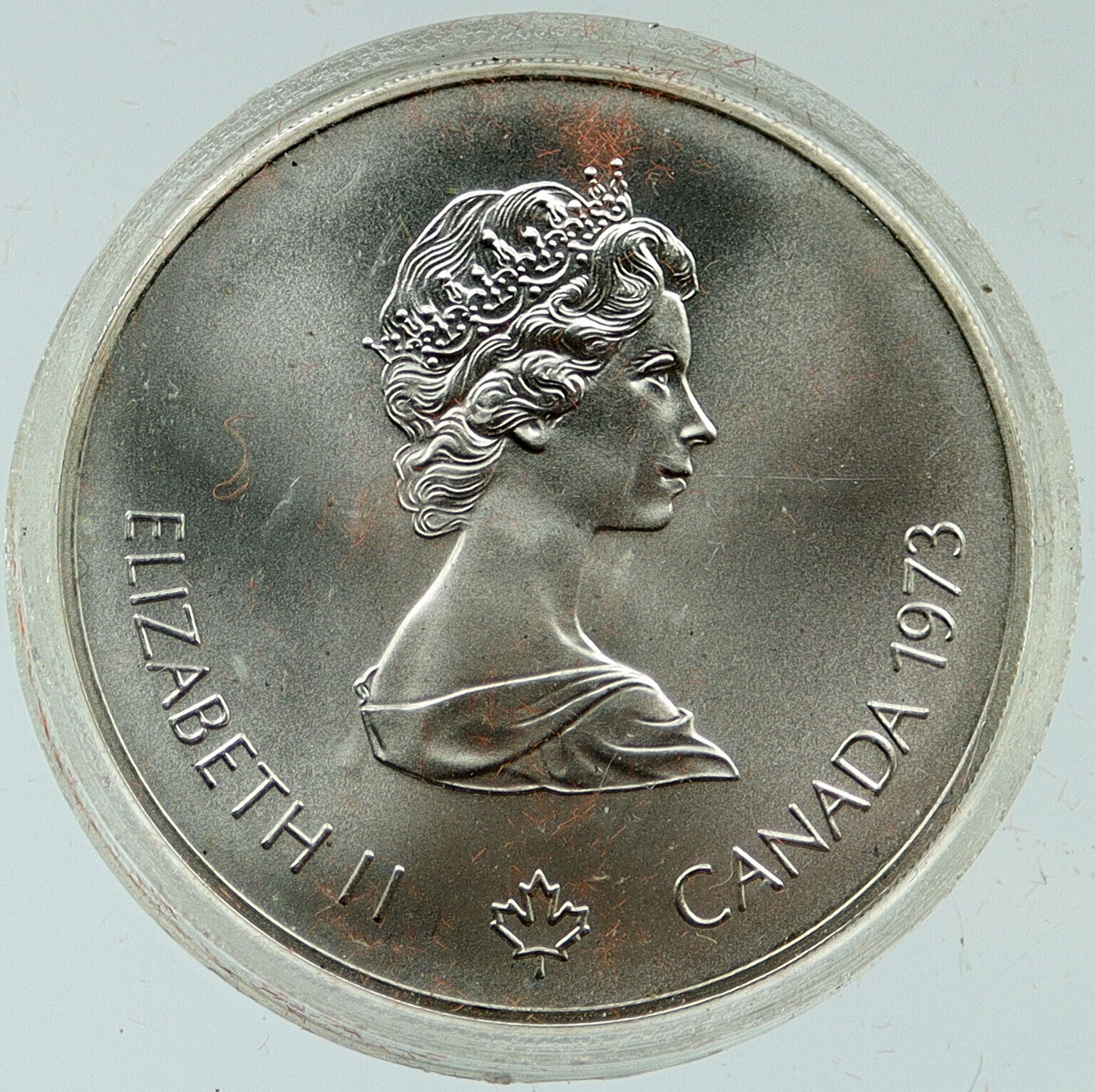 1973 CANADA UK Elizabeth II Olympics Montreal Sailing BU Silver 5 Coin i116933