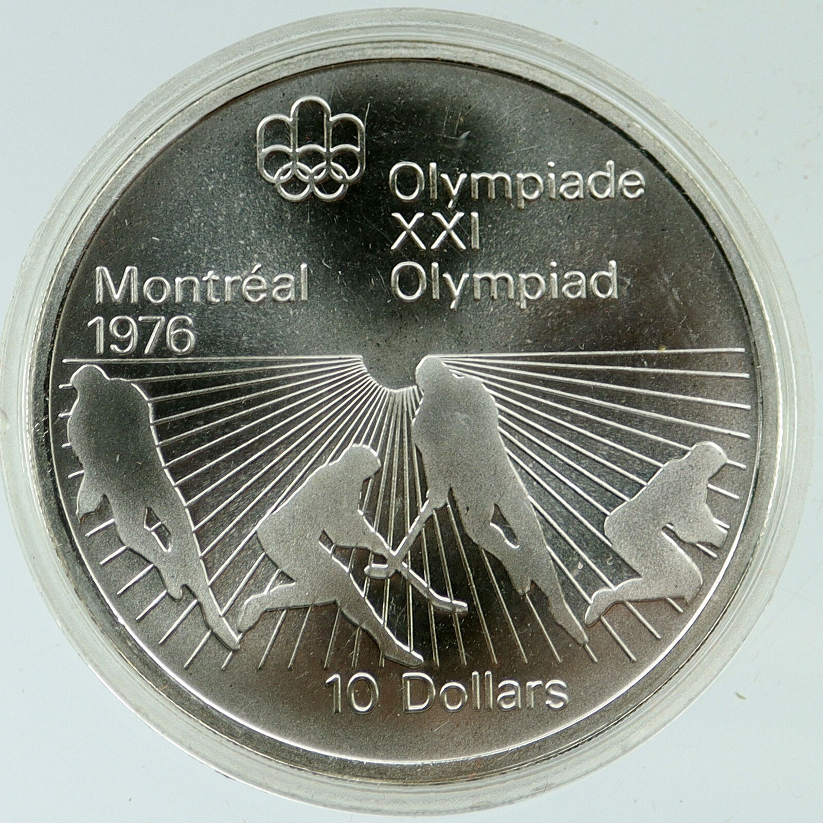 1976 CANADA Elizabeth II Olympics Montreal HOCKEY Old BU Silver $10 Coin i116927
