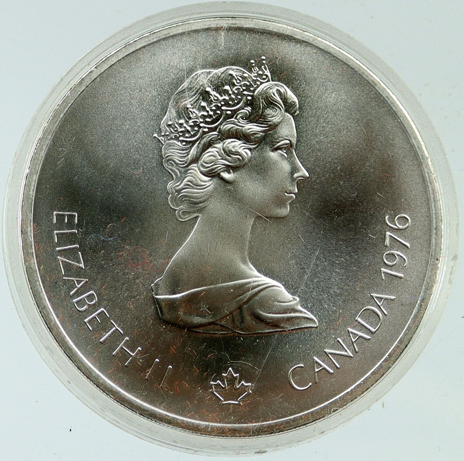 1976 CANADA Elizabeth II Olympics Montreal HOCKEY Old BU Silver $10 Coin i116927