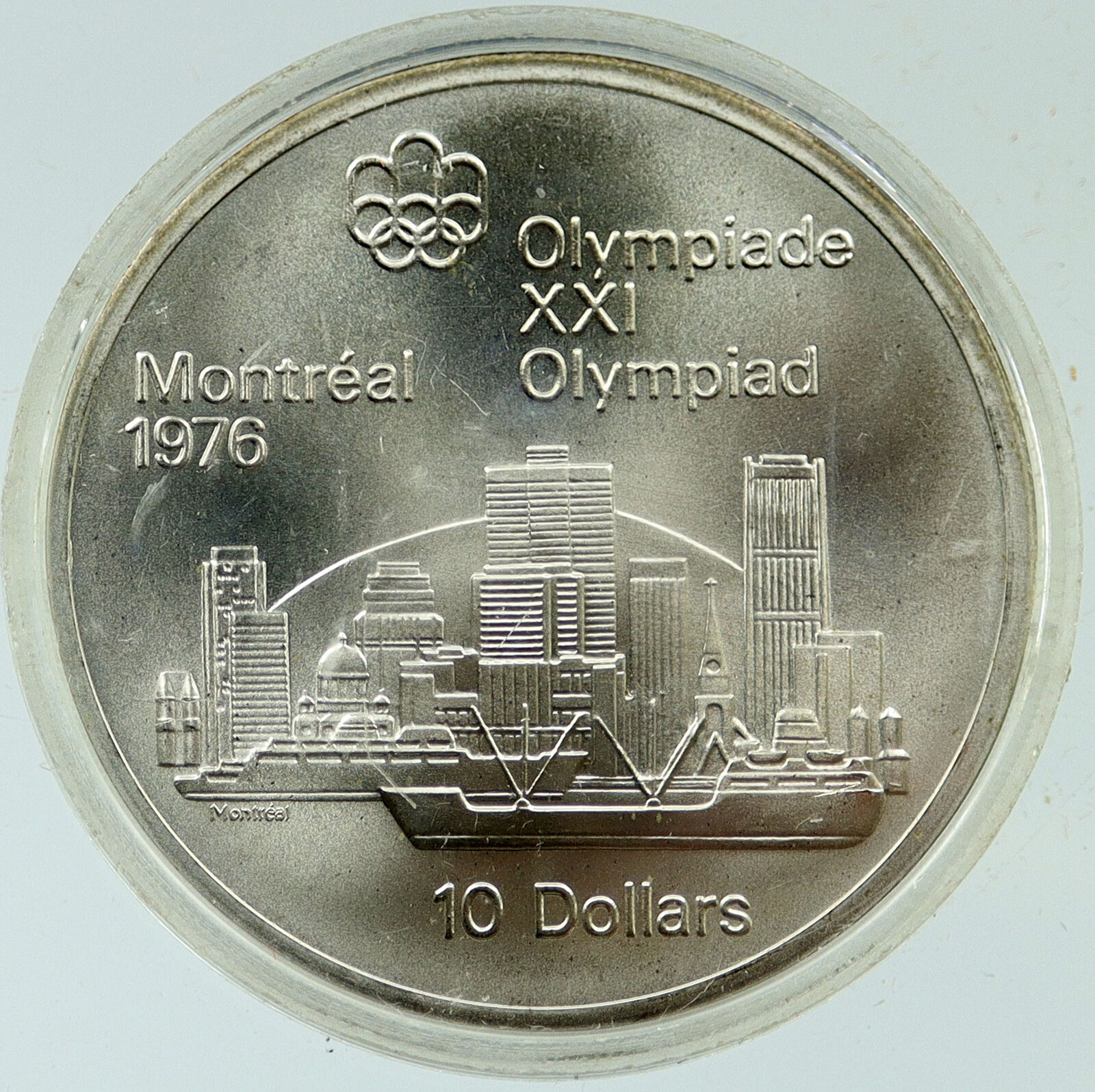 1973 CANADA Elizabeth II Olympics Montreal City Old BU Silver $10 Coin i116939