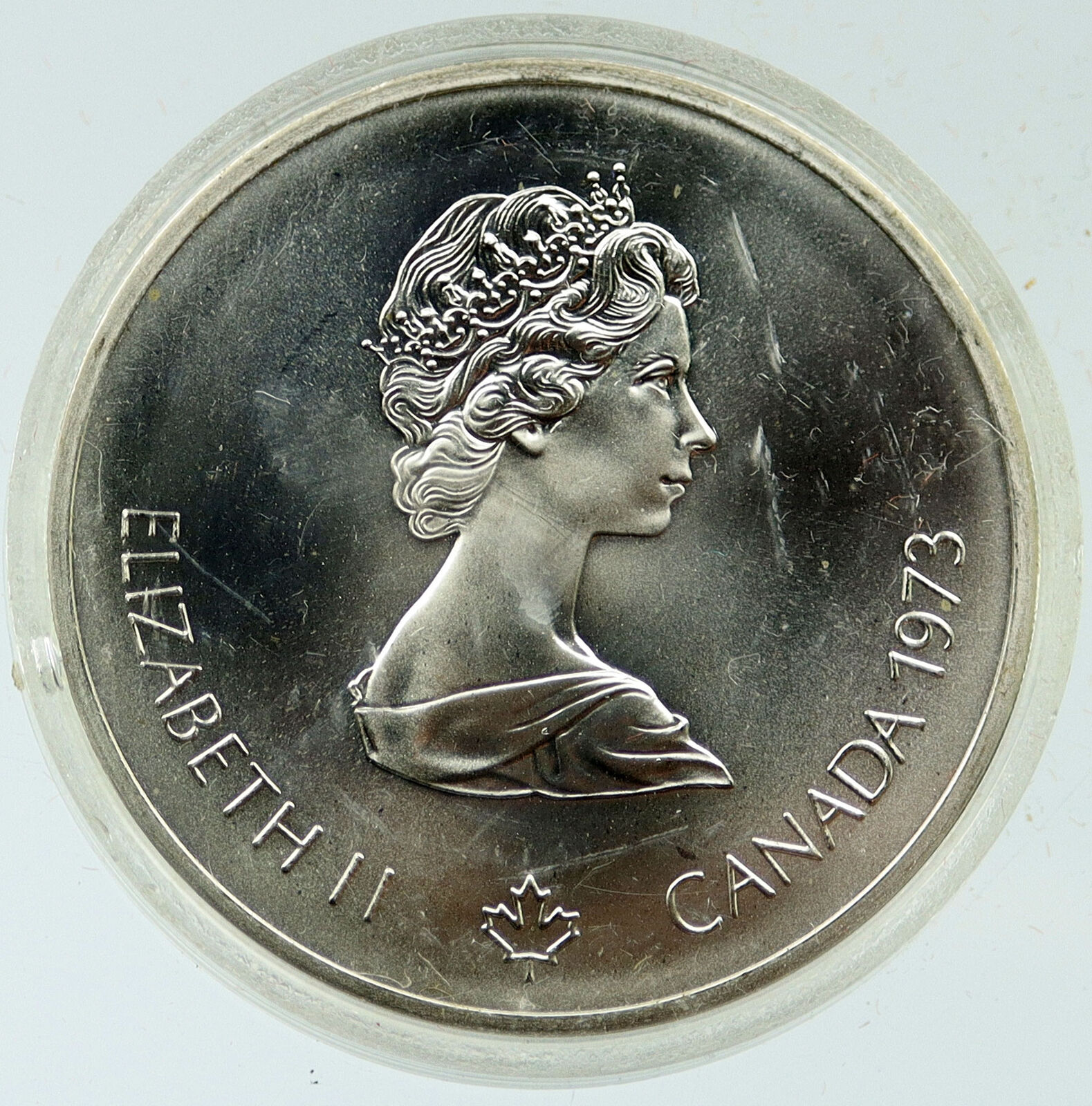 1973 CANADA Elizabeth II Olympics Montreal City Old BU Silver $10 Coin i116939