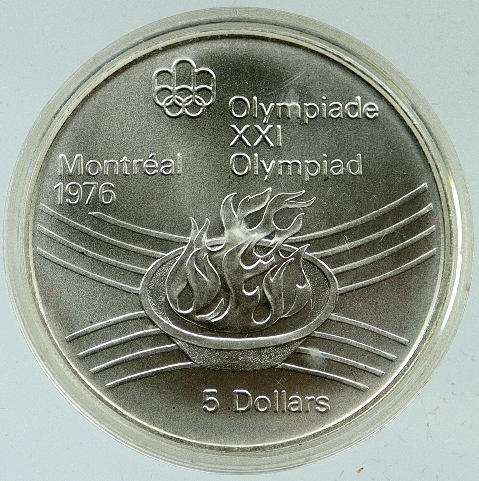 1976 CANADA UK Elizabeth II Olympics Montreal Torch BU Silver $5 Coin i116935