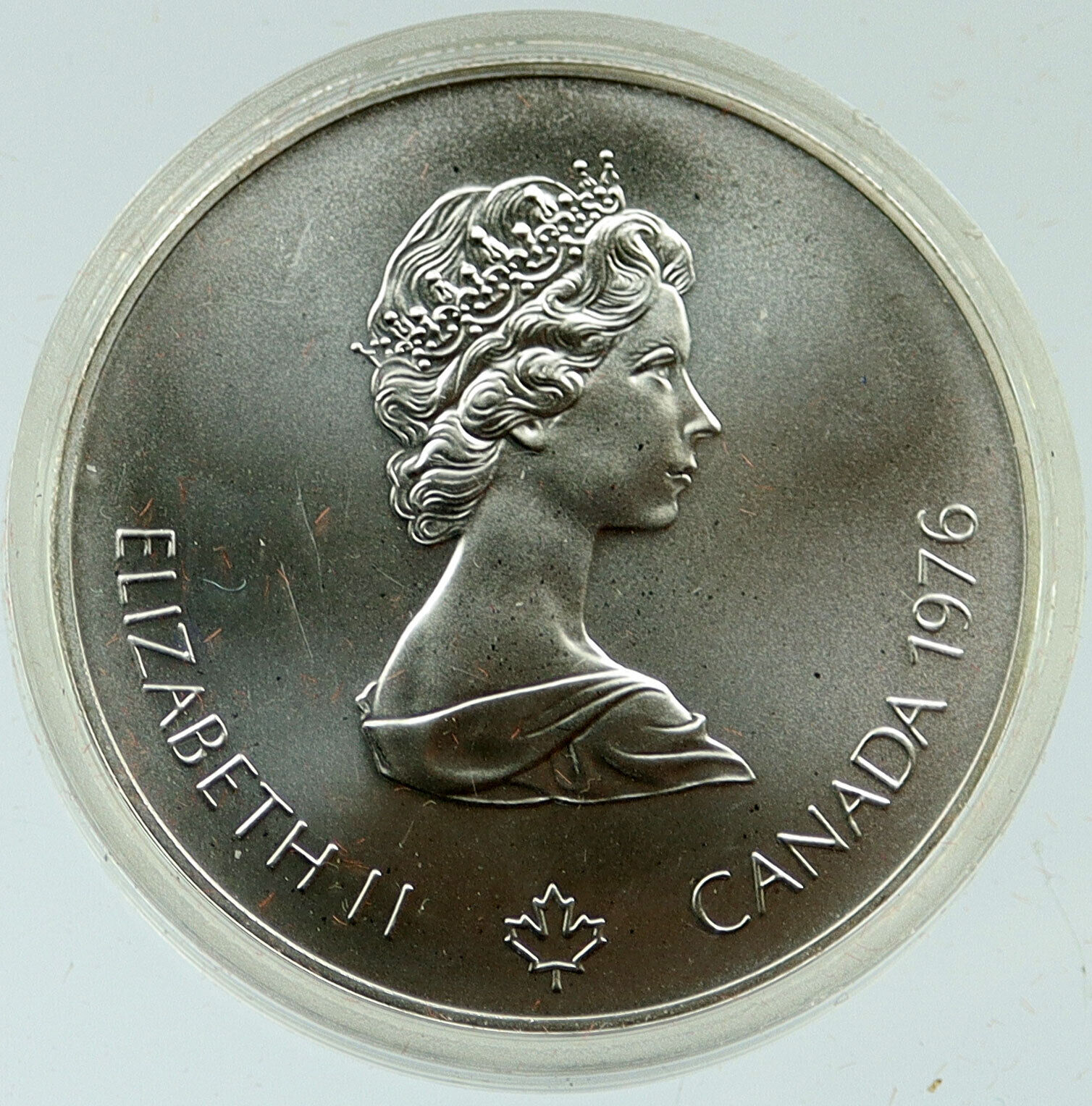 1976 CANADA UK Elizabeth II Olympics Montreal Torch BU Silver $5 Coin i116935