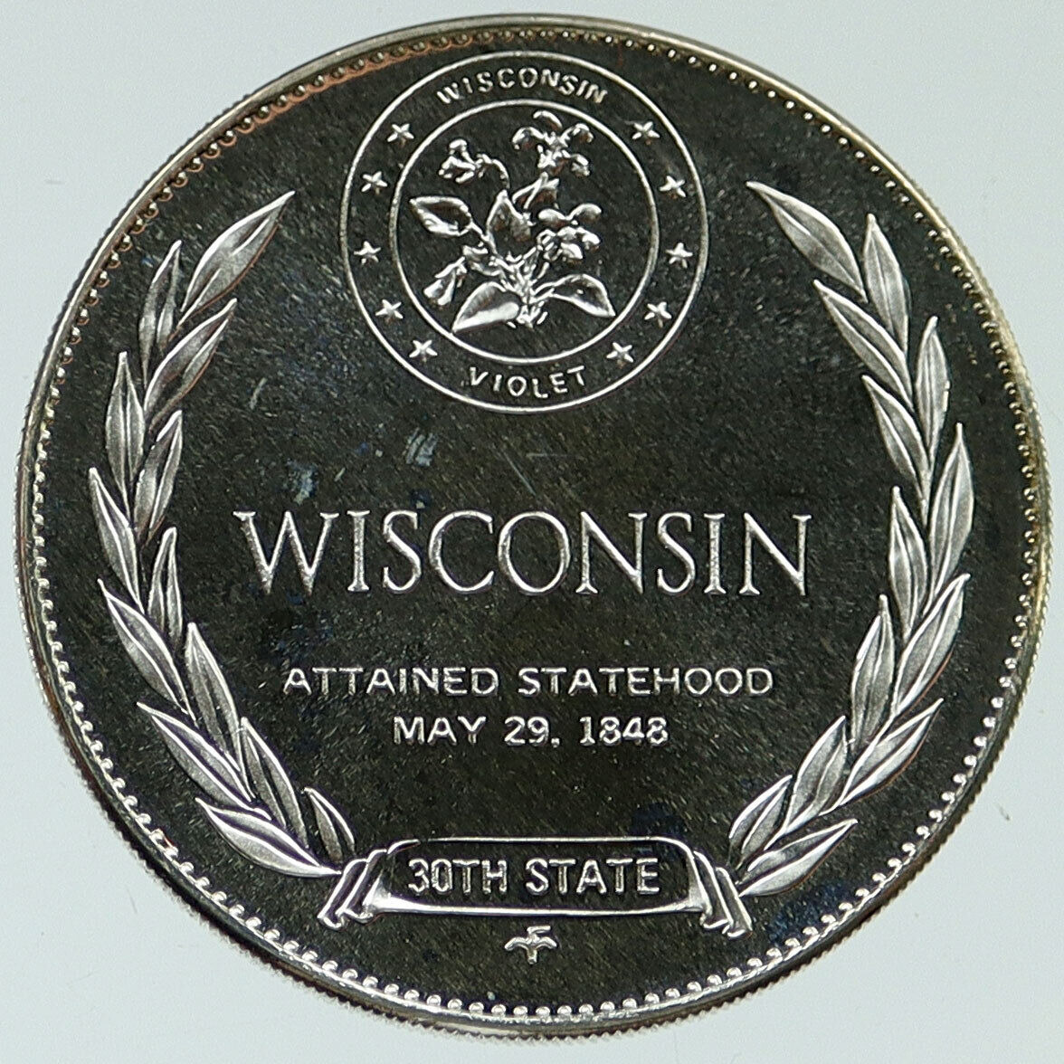 1969 US USA - STATES OF THE UNION Wisconsin FM Old Proof Silver Medal i116918