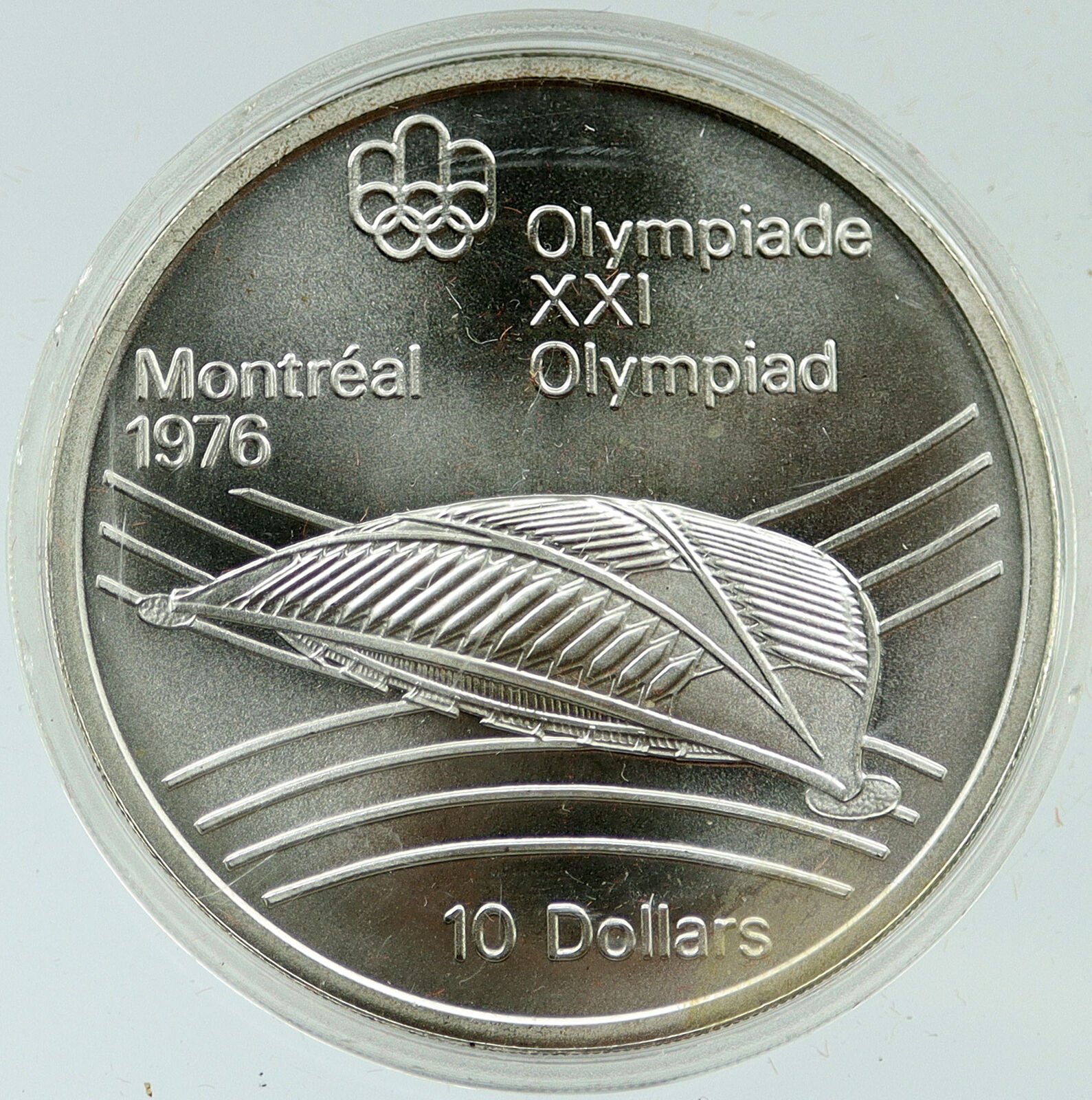 1976 CANADA Elizabeth II Olympics Montreal VELODROME BU Silver 10 Coin i116936