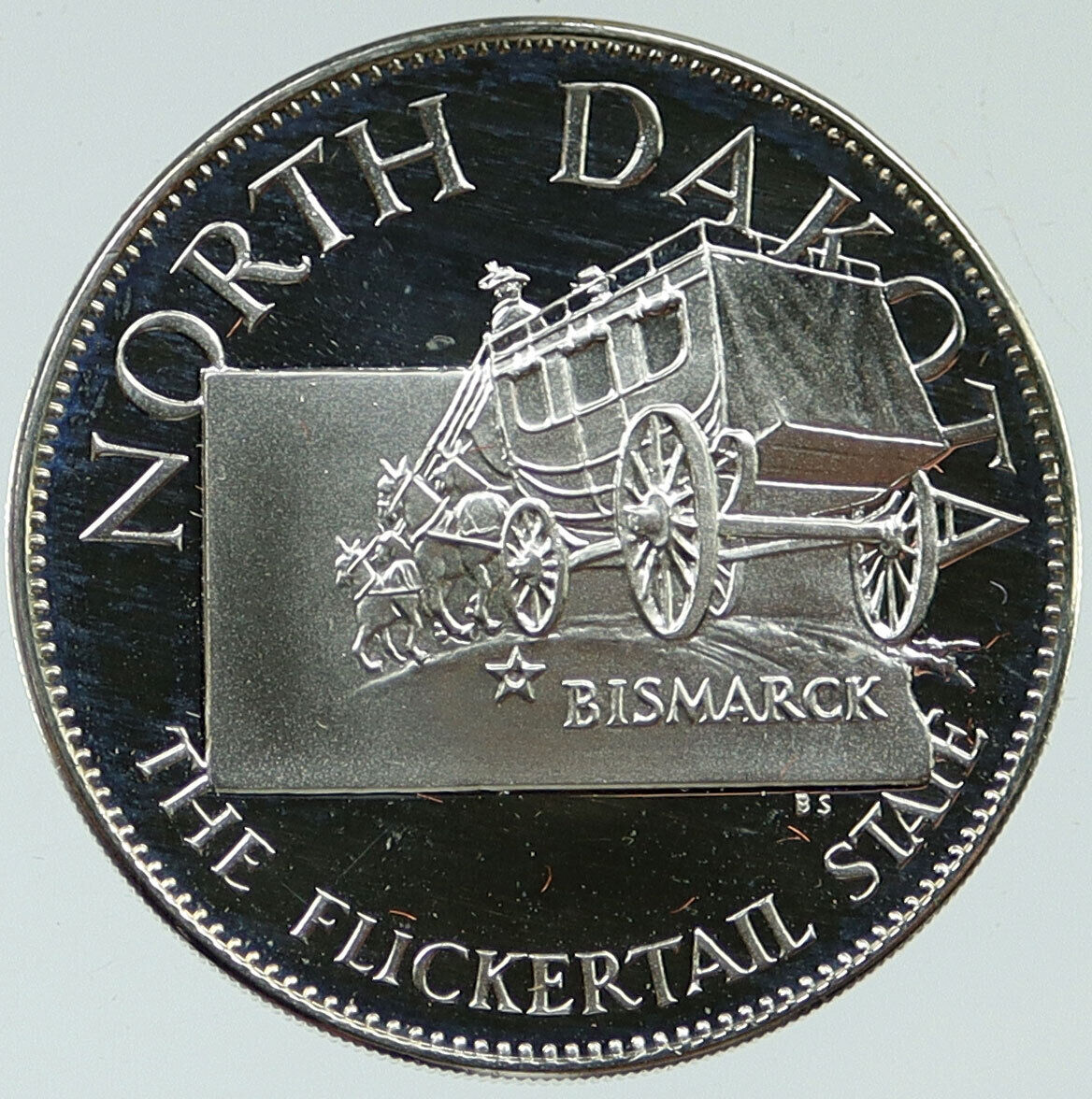 1969 US USA - STATES OF THE UNION North Dakota FM Old Proof Silver Medal i116922