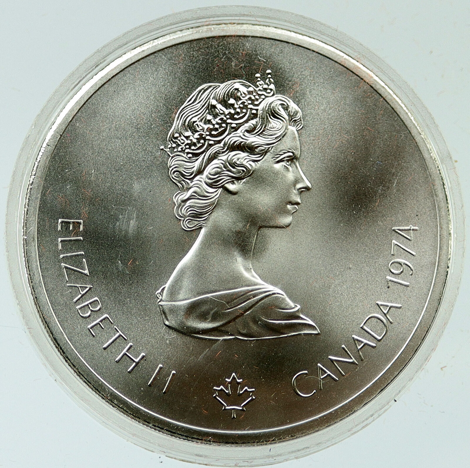 1974 CANADA Elizabeth II Olympics Montreal Lacrosse BU Silver $10 Coin i116938