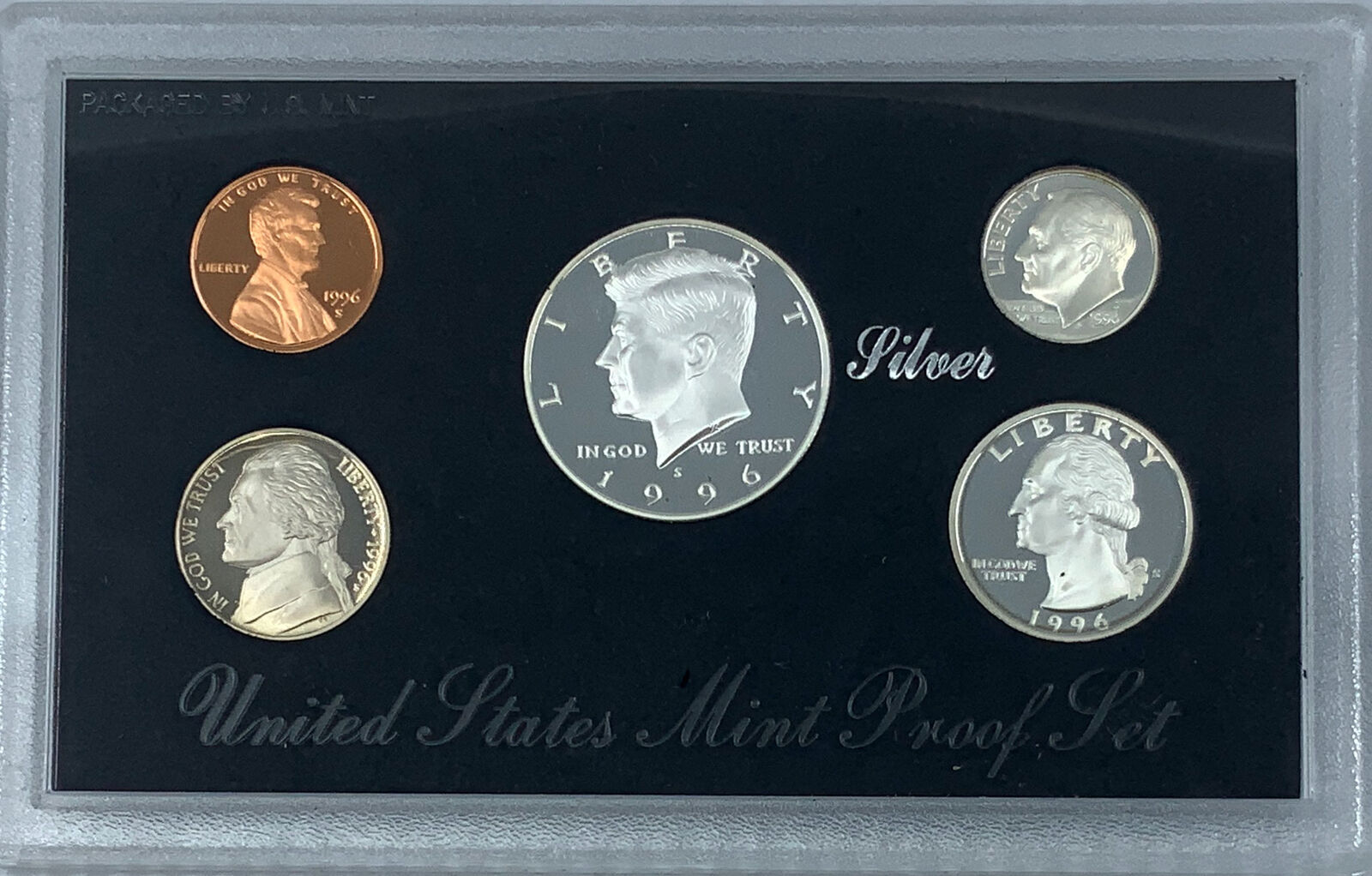 1996S US President JFK Proof Silver Half Dollar Quarter US Coin SET of 5 i114490