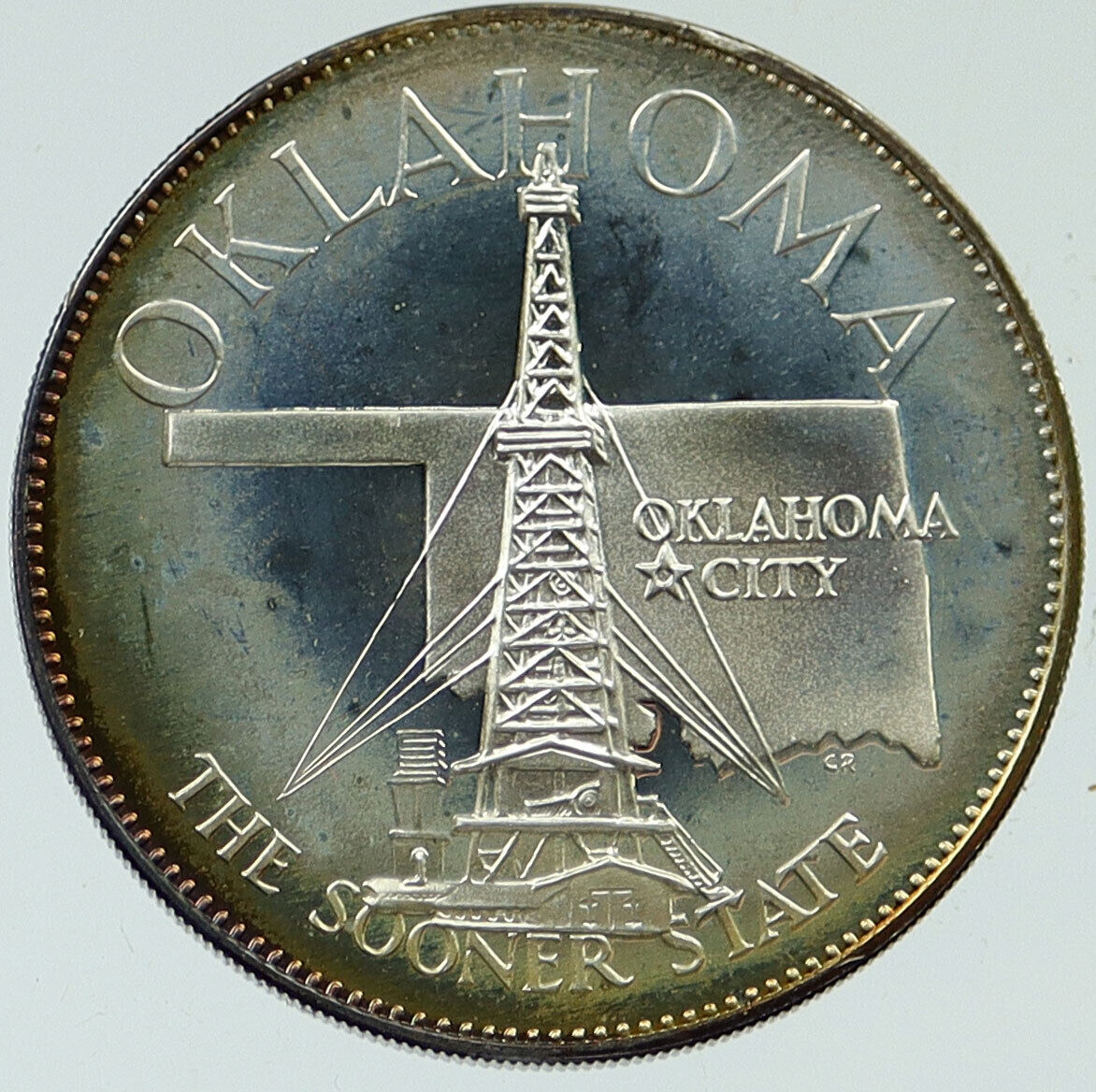 1969 US USA - STATES OF THE UNION Oklahoma FM Vintage Proof Silver Medal i116903