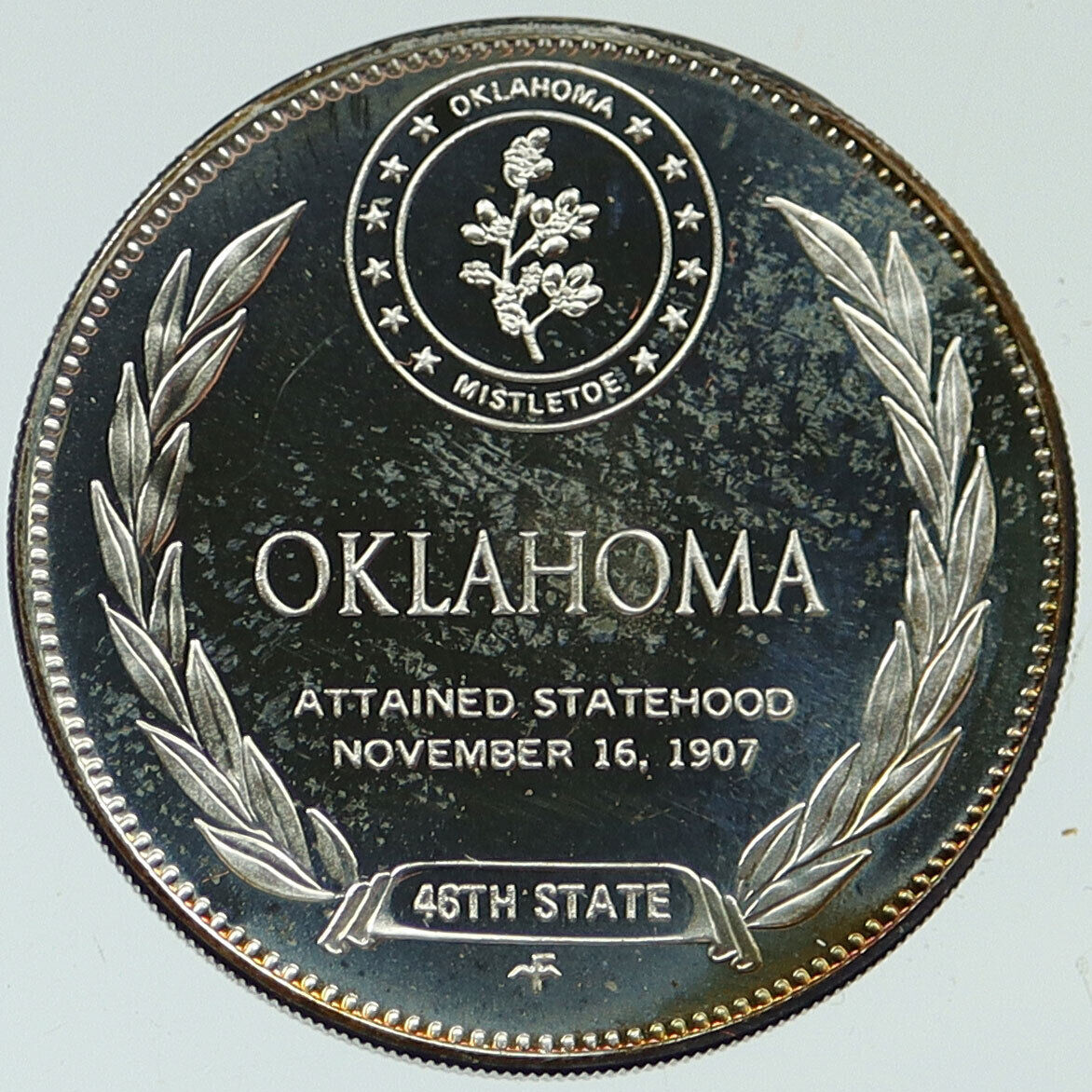 1969 US USA - STATES OF THE UNION Oklahoma FM Vintage Proof Silver Medal i116903