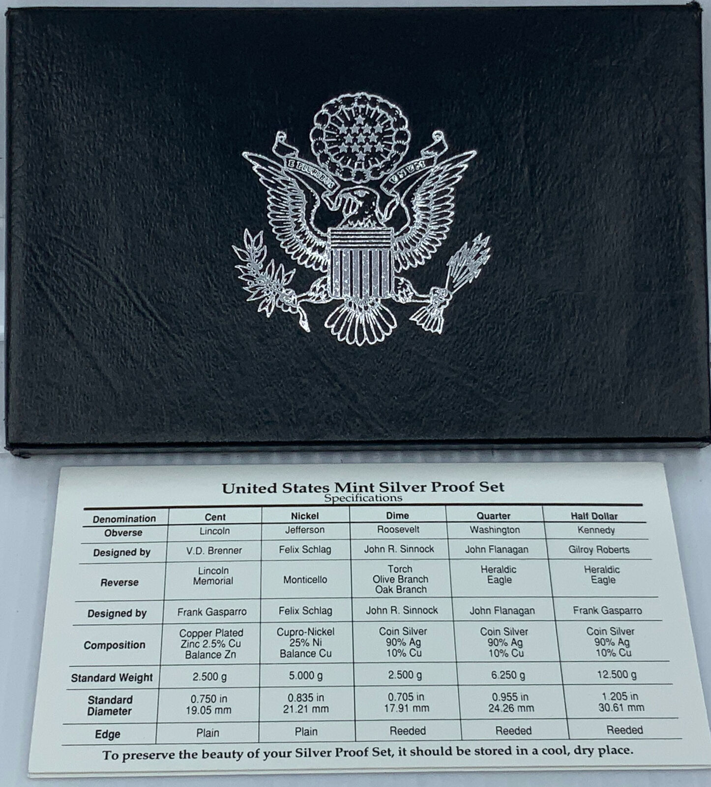 1996S US President JFK Proof Silver Half Dollar Quarter US Coin SET of 5 i114489