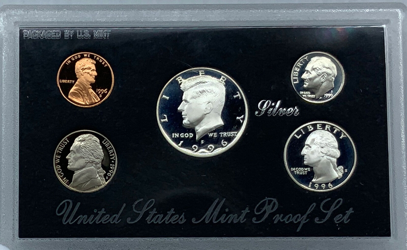 1996S US President JFK Proof Silver Half Dollar Quarter US Coin SET of 5 i114489