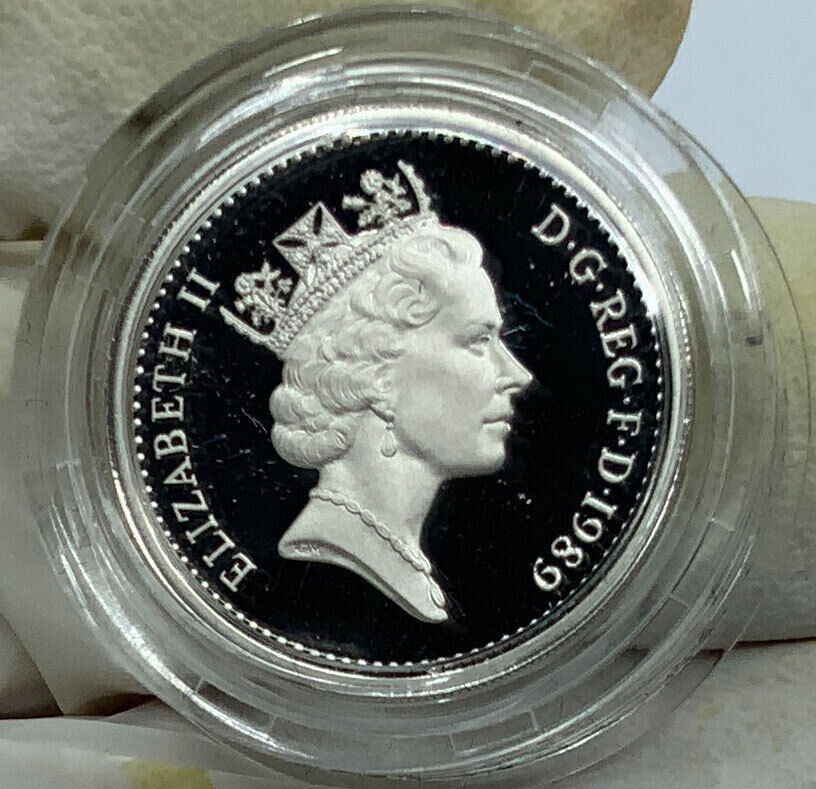 1989 GREAT BRITAIN Elizabeth II THISTLE Piedfort Proof Silver Pound Coin i116701