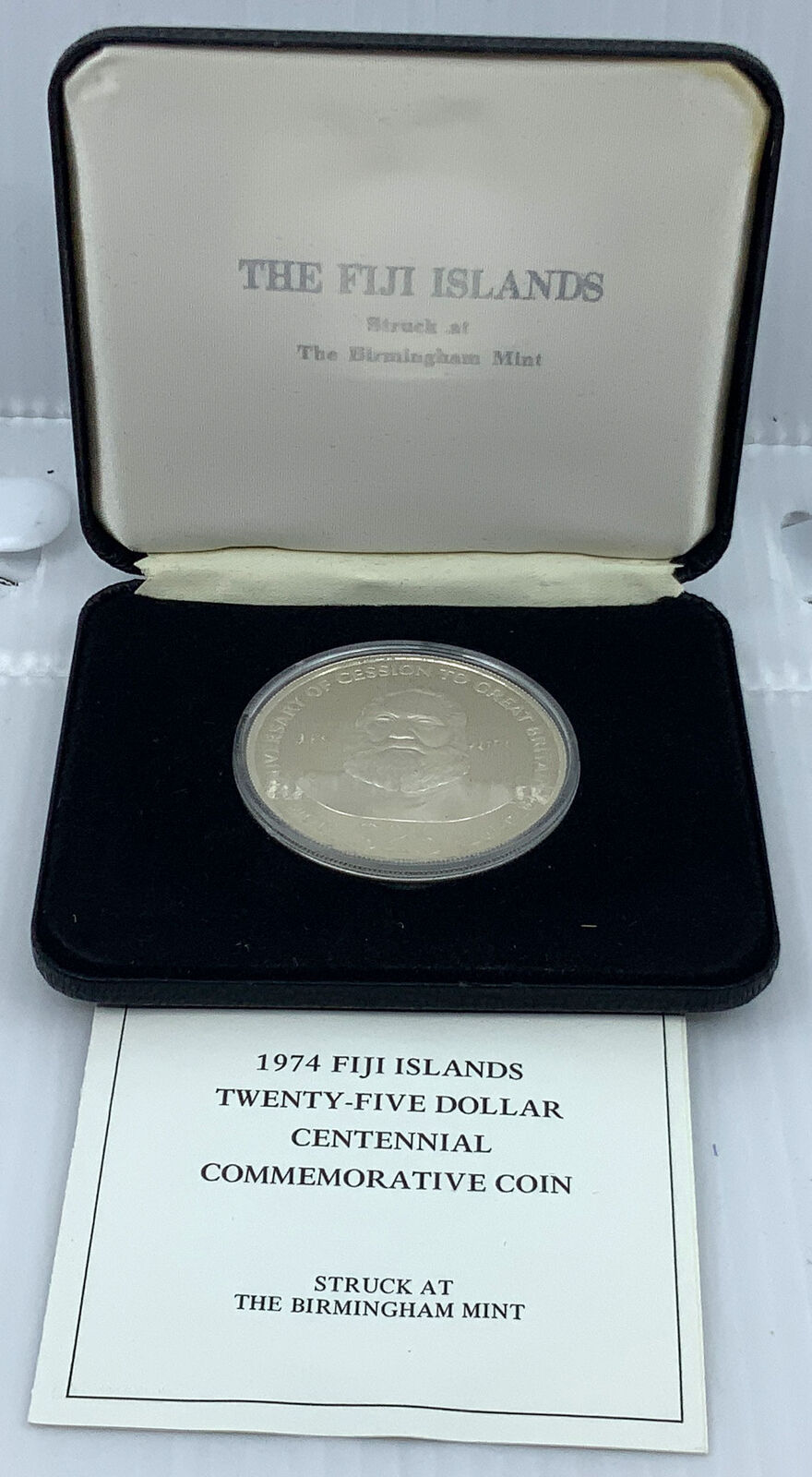 1974 FIJI Queen Elizabeth II King Cokabau Proof Silver $25 Coin Giftbox i116702