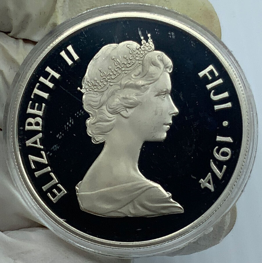 1974 FIJI Queen Elizabeth II King Cokabau Proof Silver $25 Coin Giftbox i116702