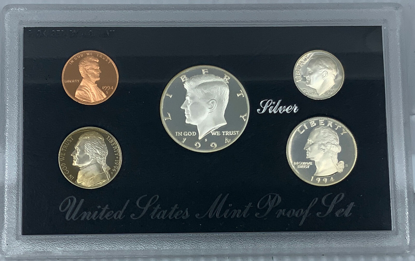 1994S US President JFK Proof Silver Half Dollar Quarter US Coin SET of 5 i114485