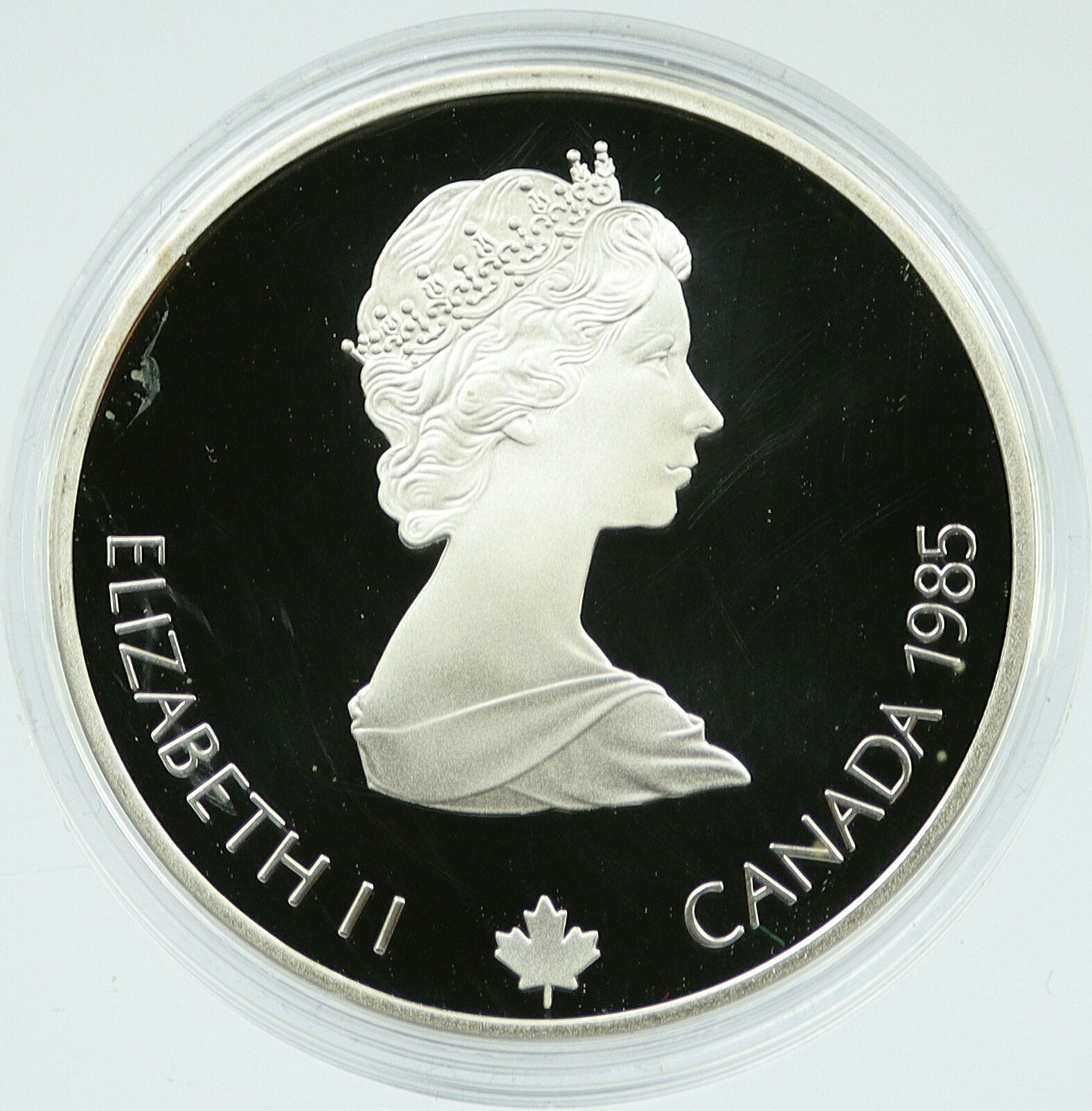 1985 CANADA Old 1988 CALGARY OLYMPICS Skiing OLD Proof Silver $20 Coin i117260