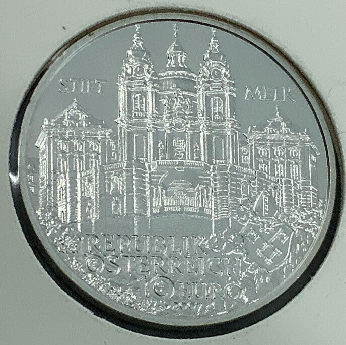 2007 AUSTRIA Benedictine Abbey of Melk OLD Proof Silver 10 Euro Coin i114748