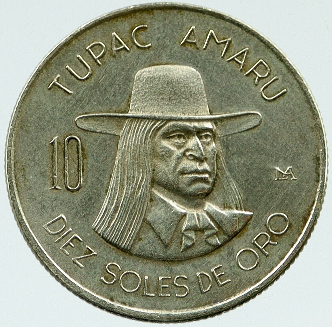 1973 PERU South America TUPAC AMARU Vintage OLD Silver 10 SOLES Coin i117194